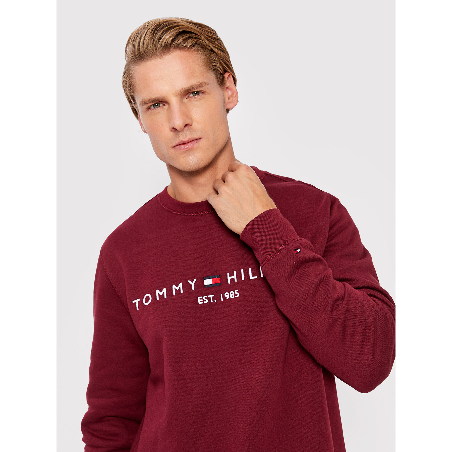 Tommy Hilfiger Mikina Logo MW0MW11596 Bordová Regular Fit - Pepit.sk