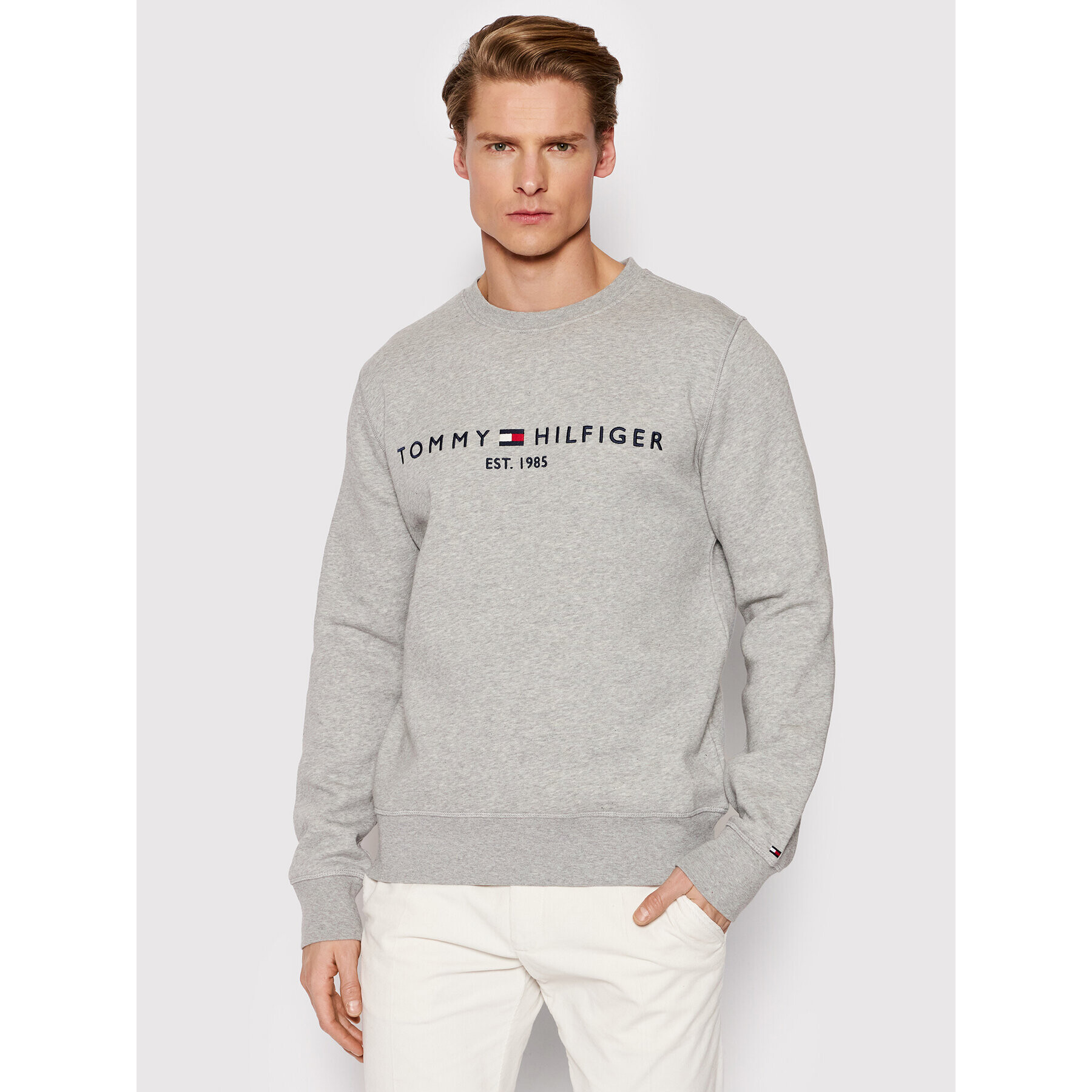 Tommy Hilfiger Mikina Logo MW0MW11596 Sivá Regular Fit - Pepit.sk