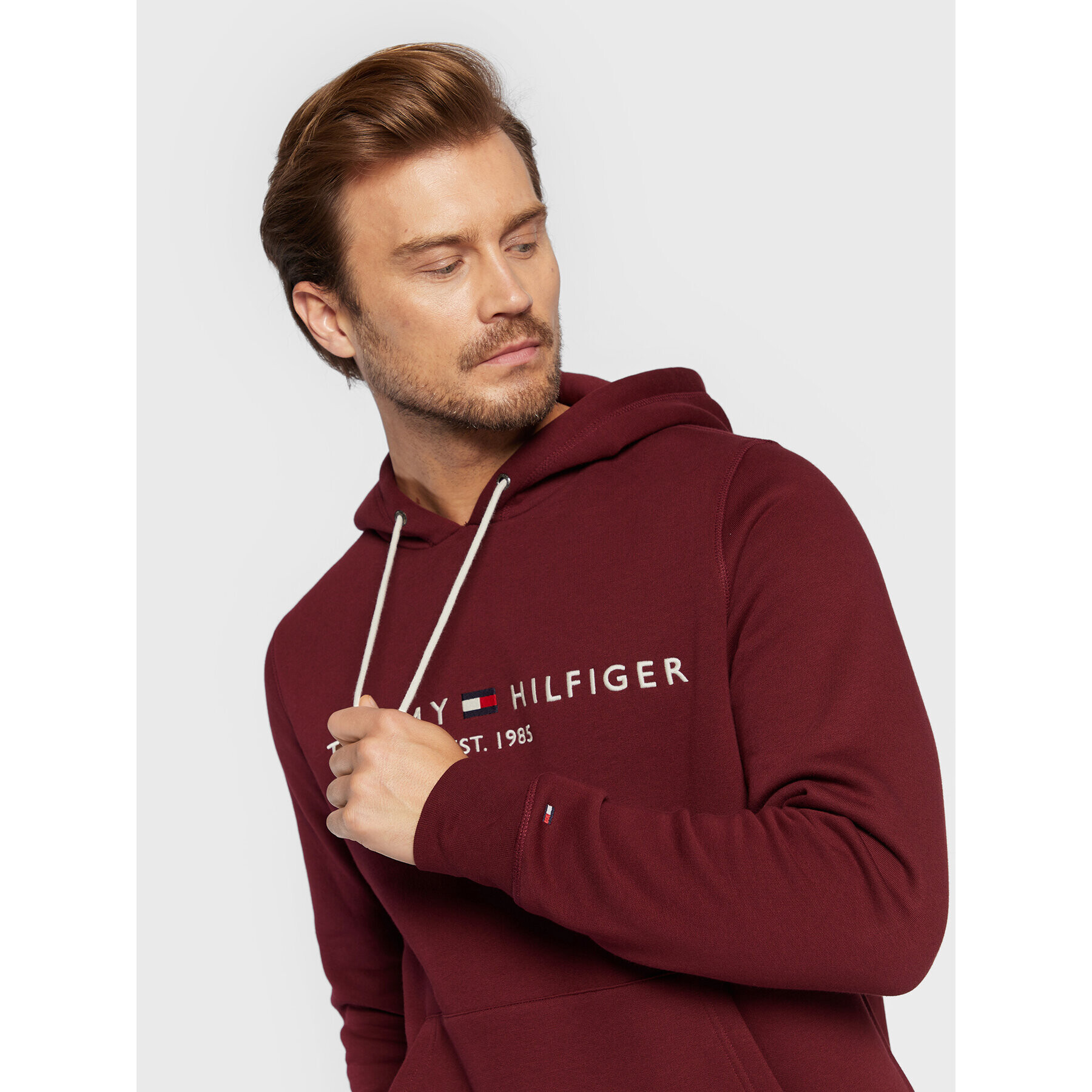 Tommy Hilfiger Mikina Logo MW0MW11599 Bordová Regular Fit - Pepit.sk