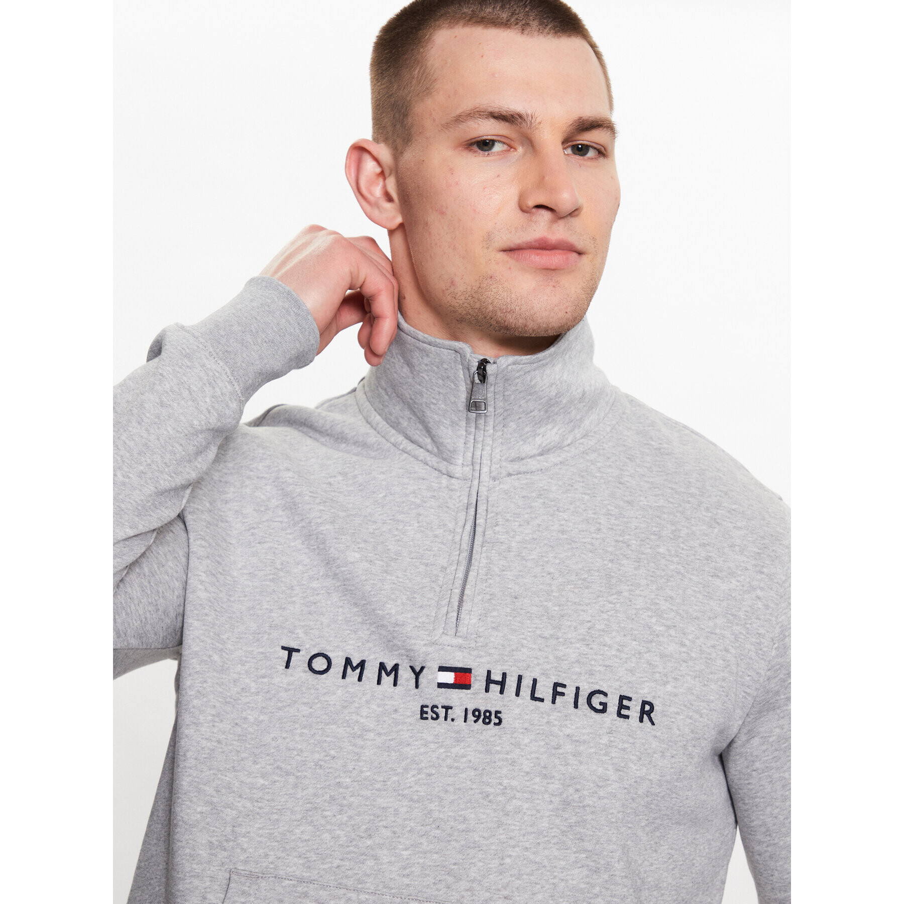 Tommy Hilfiger Mikina Logo MW0MW20954 Sivá Regular Fit - Pepit.sk