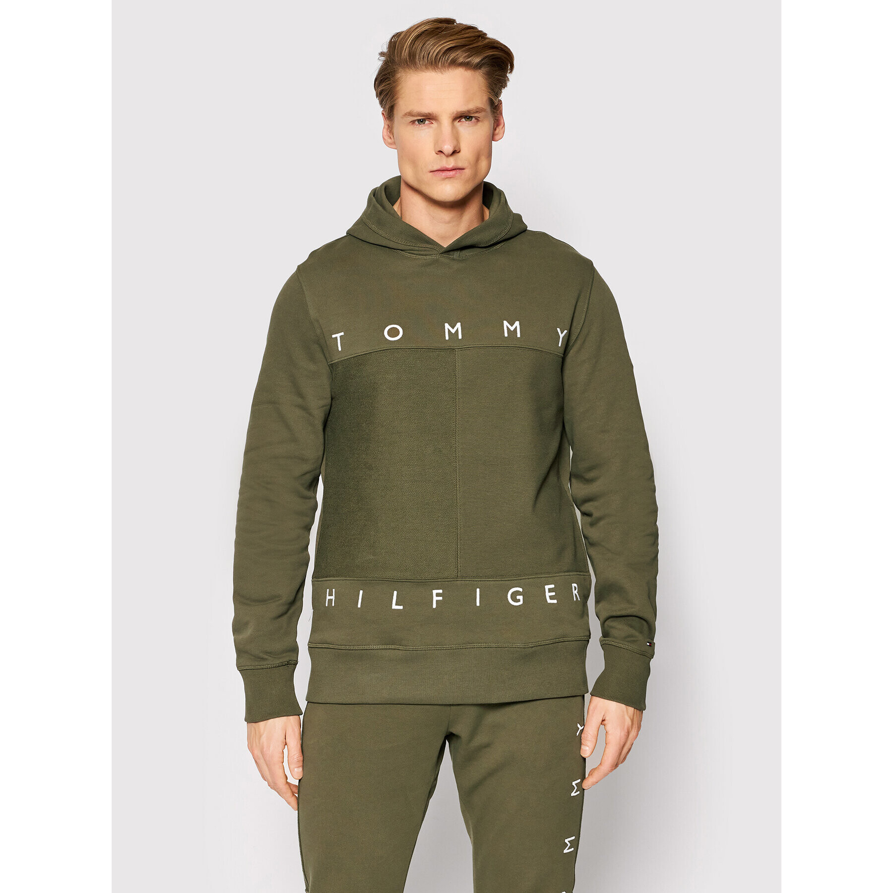 Tommy Hilfiger Mikina Mono Design MW0MW22153 Zelená Regular Fit - Pepit.sk