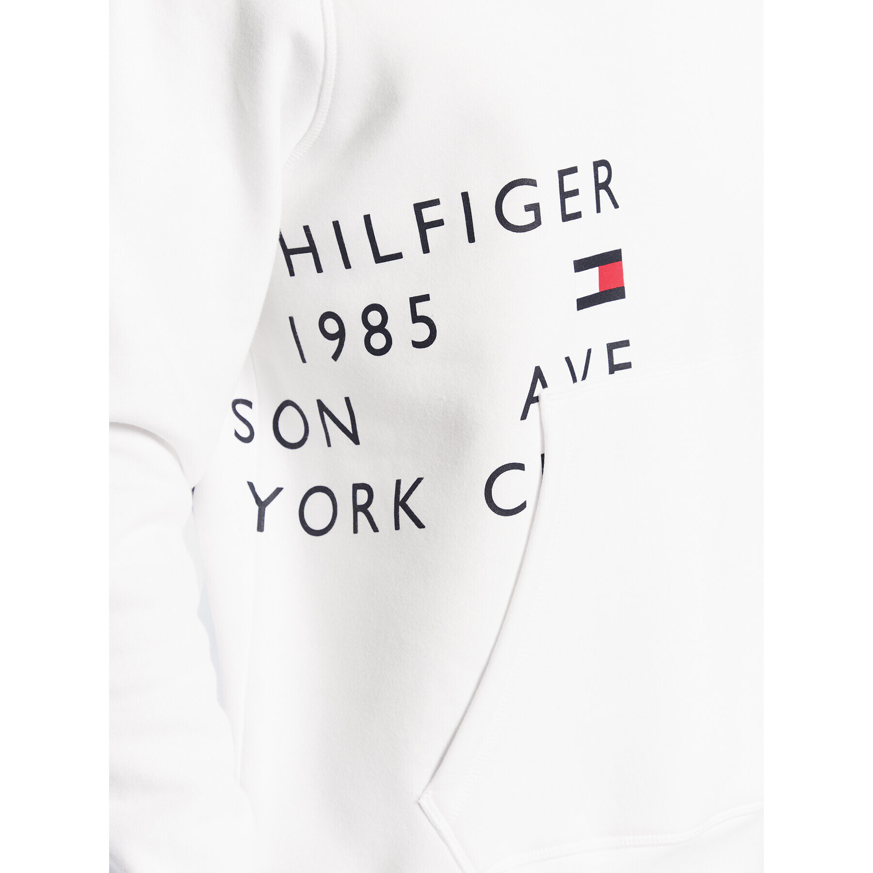 Tommy Hilfiger Mikina Off Placement Text MW0MW29303 Biela Regular Fit - Pepit.sk