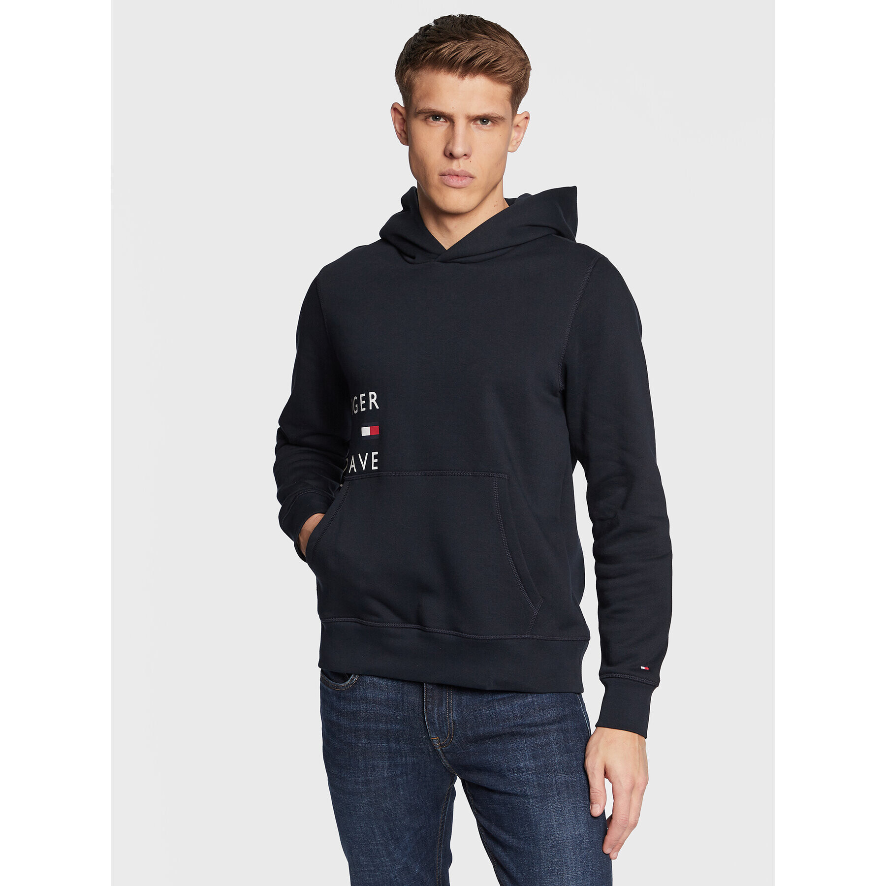 Tommy Hilfiger Mikina Off Placement Text MW0MW29303 Tmavomodrá Regular Fit - Pepit.sk