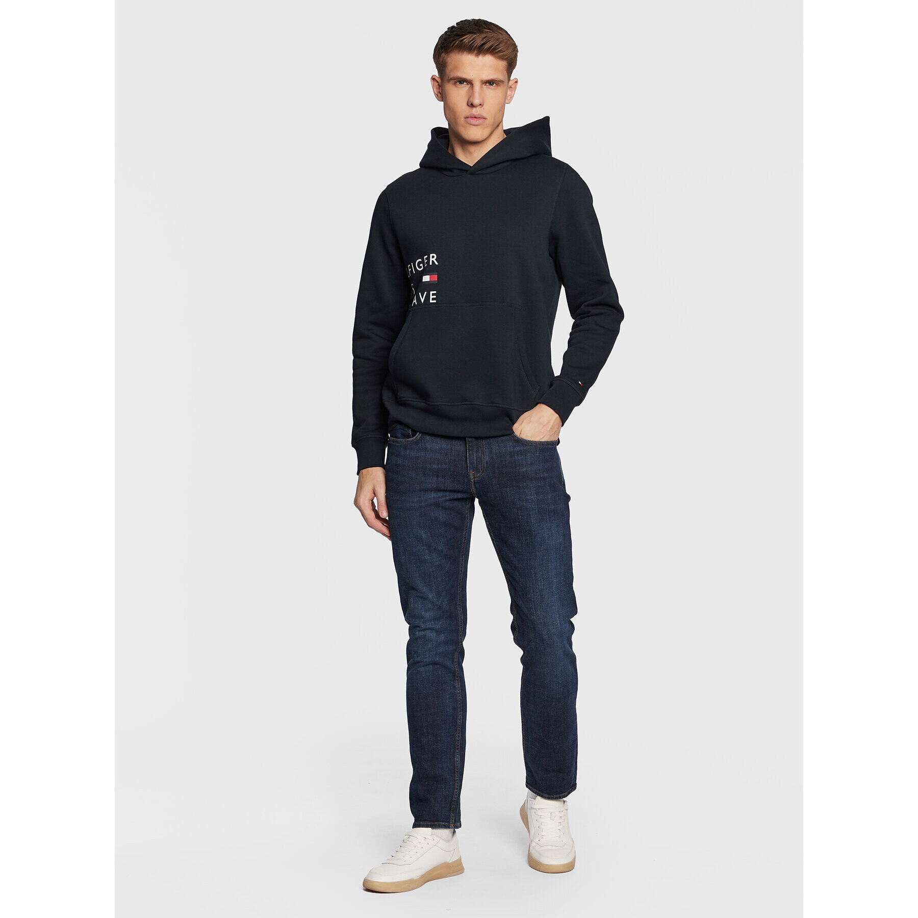 Tommy Hilfiger Mikina Off Placement Text MW0MW29303 Tmavomodrá Regular Fit - Pepit.sk