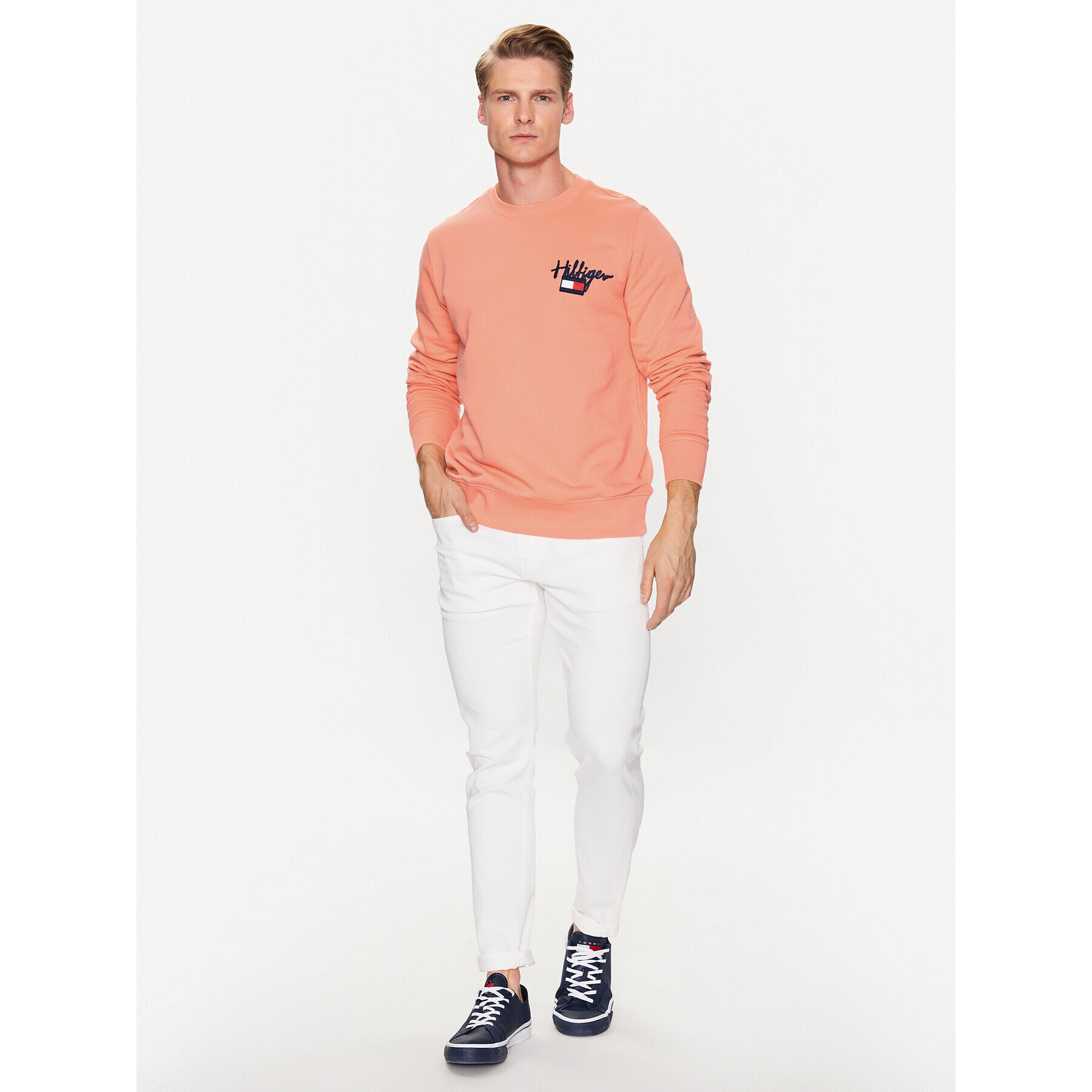 Tommy Hilfiger Mikina Painted Graphic Crew MW0MW31268 Koralová Regular Fit - Pepit.sk