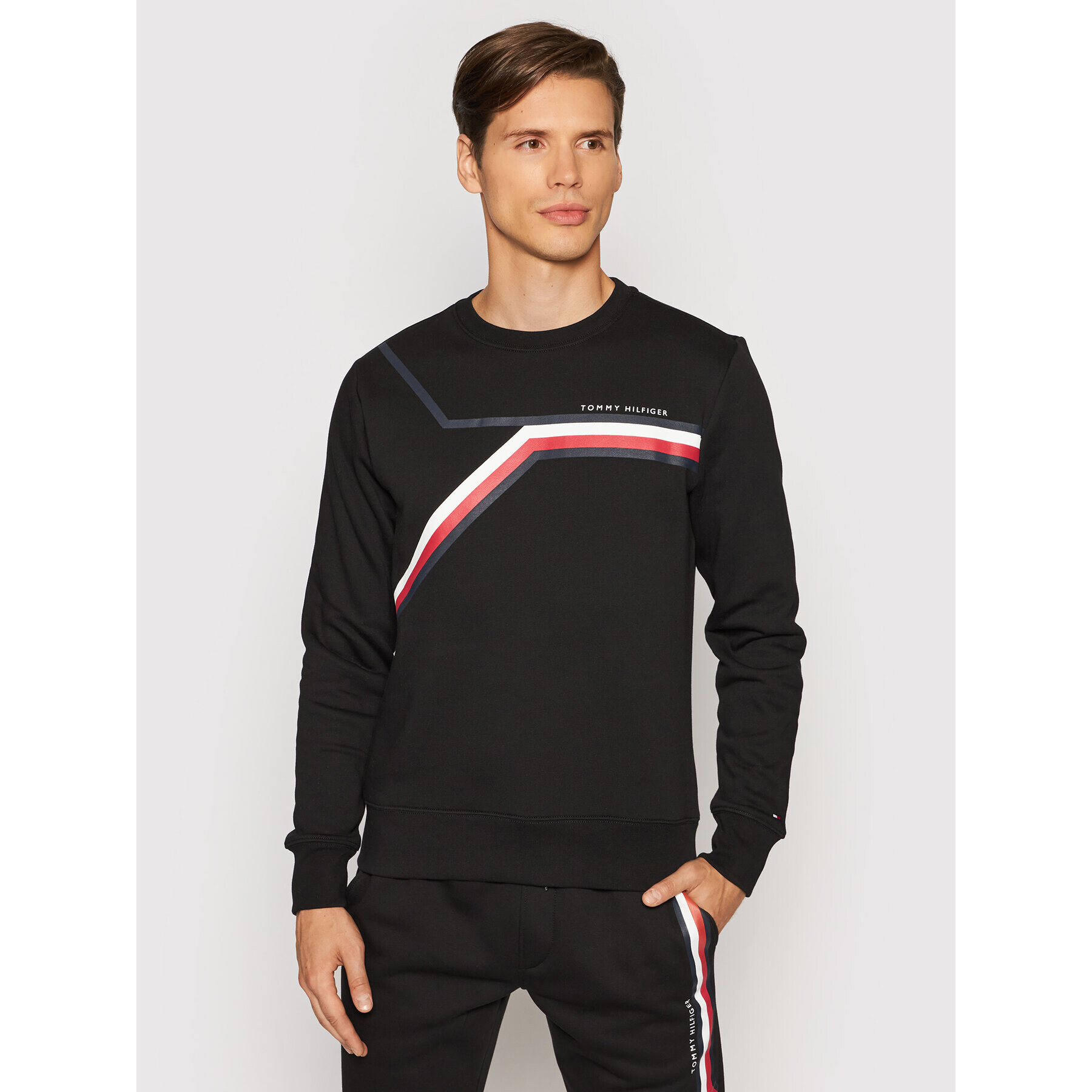 Tommy Hilfiger Mikina Split Corp Stripe MW0MW21116 Čierna Regular Fit - Pepit.sk