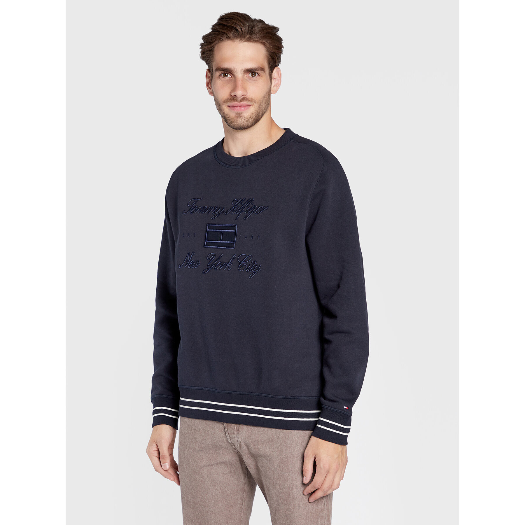 Tommy Hilfiger Mikina Tipped Mixed MW0MW27895 Tmavomodrá Relaxed Fit - Pepit.sk