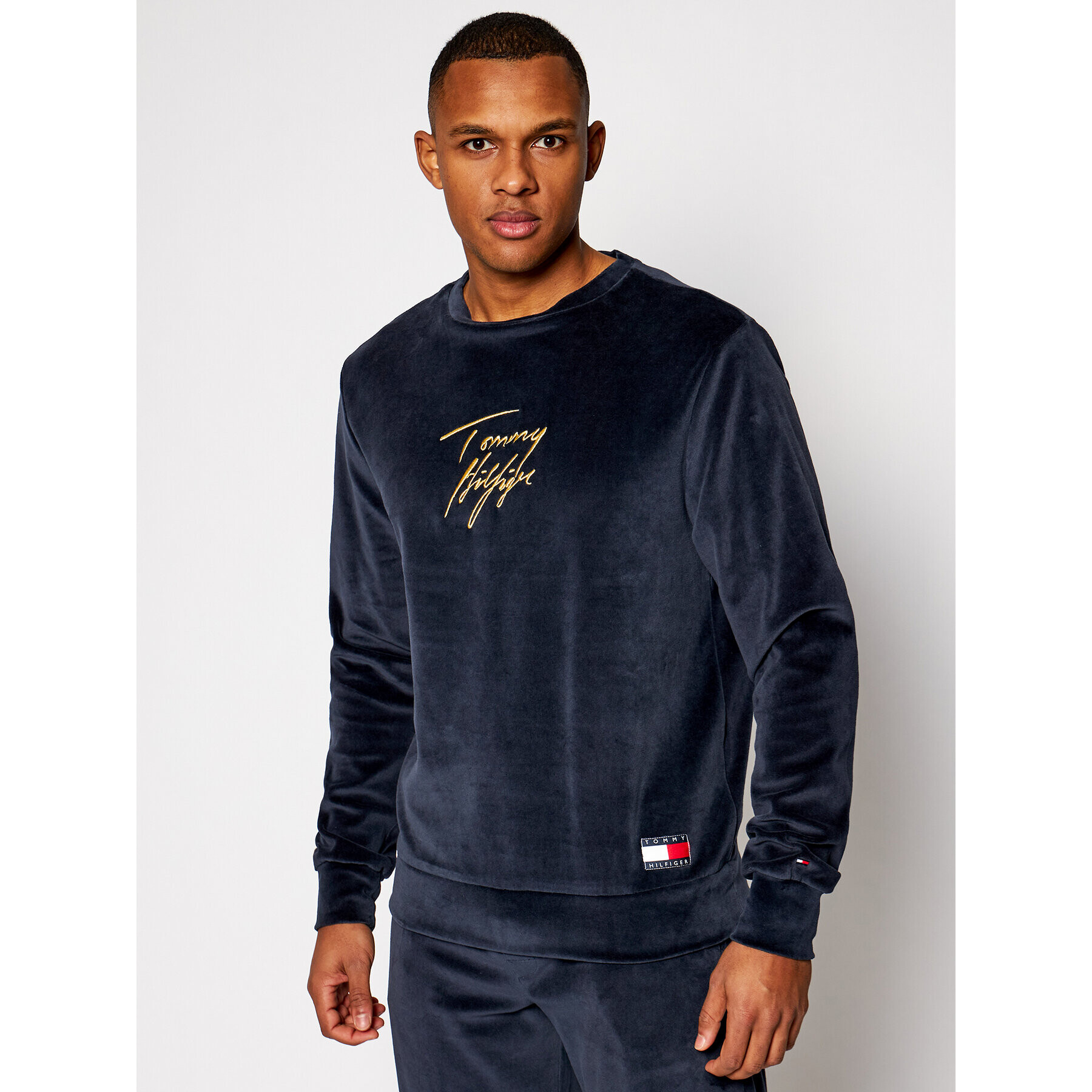 Tommy Hilfiger Mikina Track Ls Velour UM0UM01935 Tmavomodrá Regular Fit - Pepit.sk