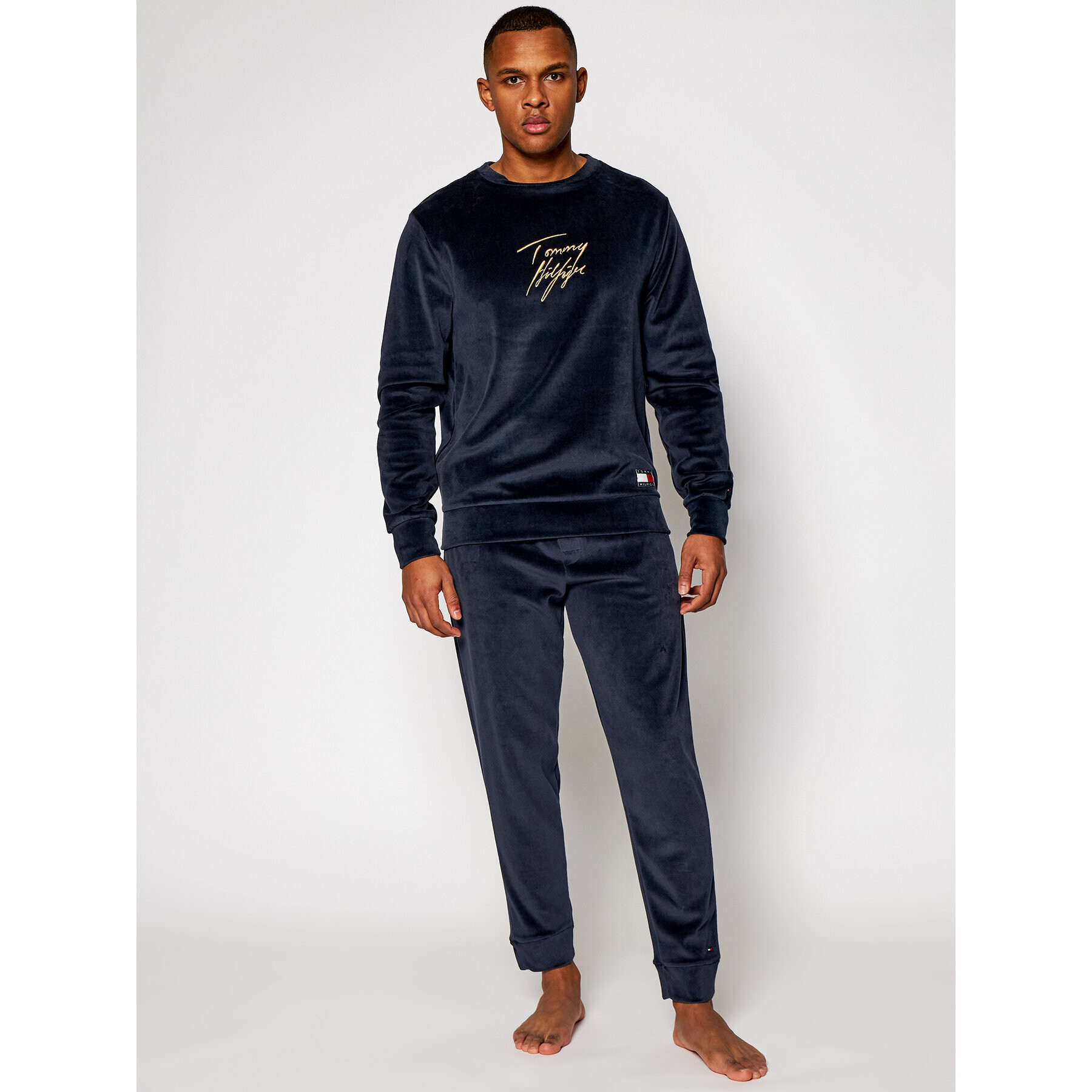 Tommy Hilfiger Mikina Track Ls Velour UM0UM01935 Tmavomodrá Regular Fit - Pepit.sk