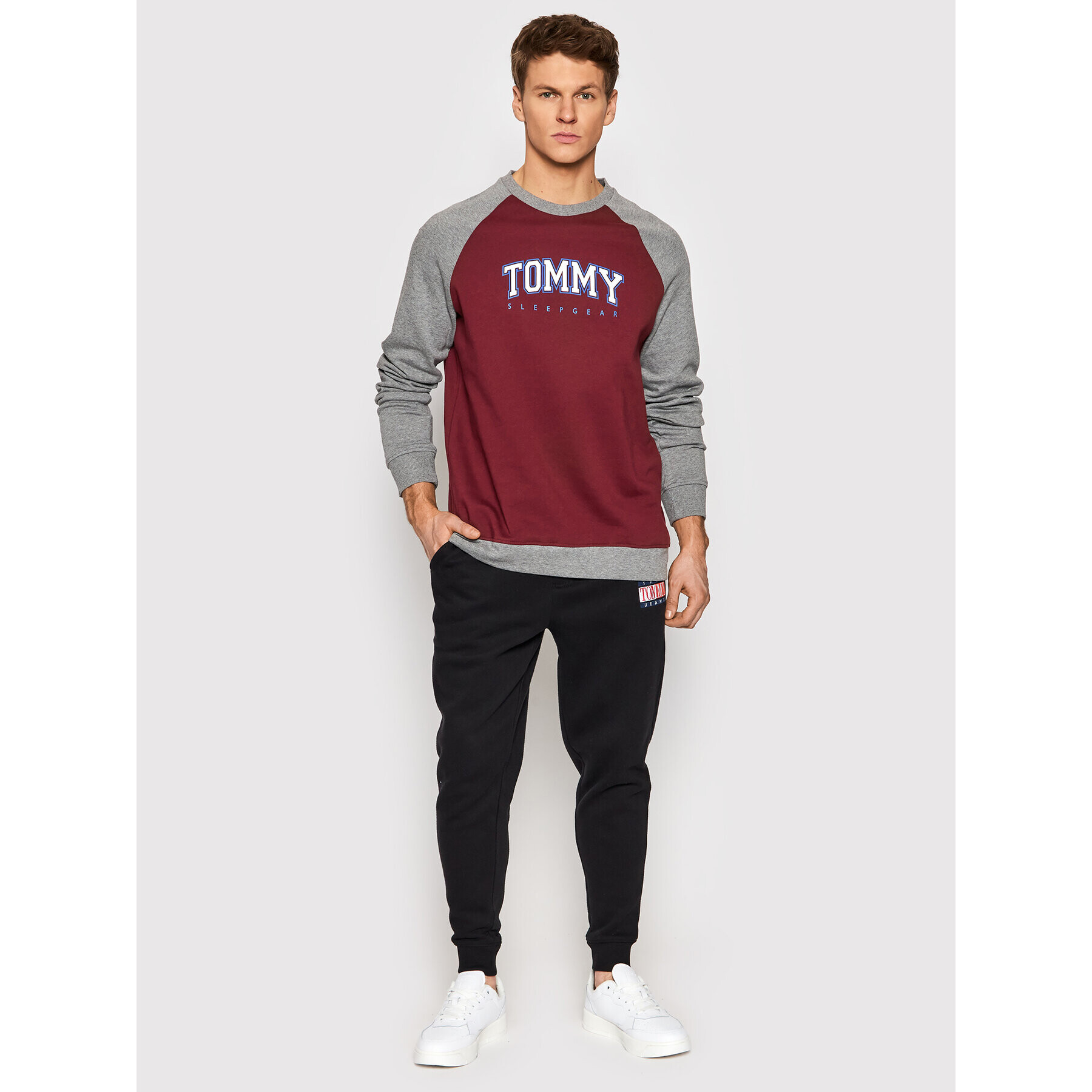 Tommy Hilfiger Mikina Track UM0UM02365 Bordová Regular Fit - Pepit.sk