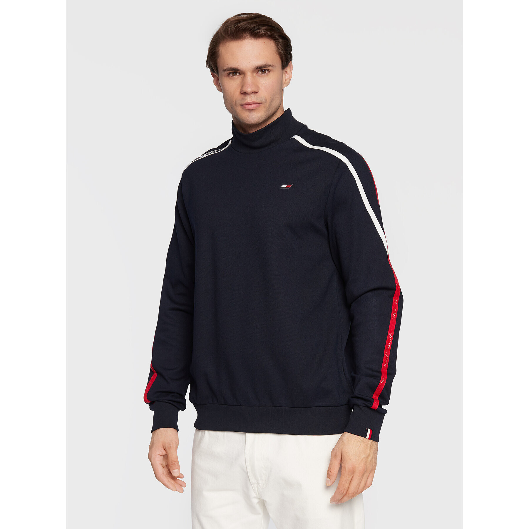 Tommy Hilfiger Mikina Trim Mock Neck MW0MW27554 Tmavomodrá Regular Fit - Pepit.sk