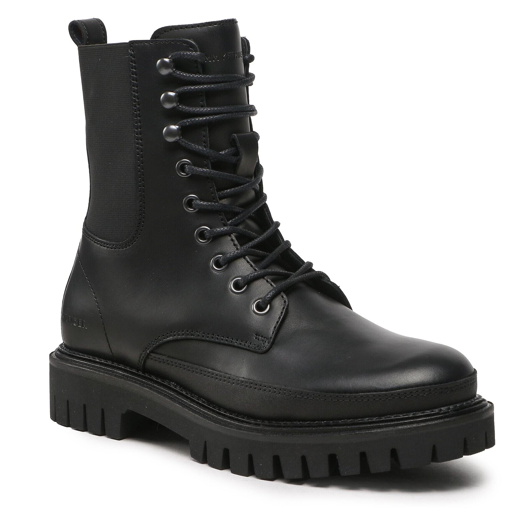 Tommy Hilfiger Outdoorová obuv Premium Casual Chunky Lth Boot FM0FM04187 Čierna - Pepit.sk