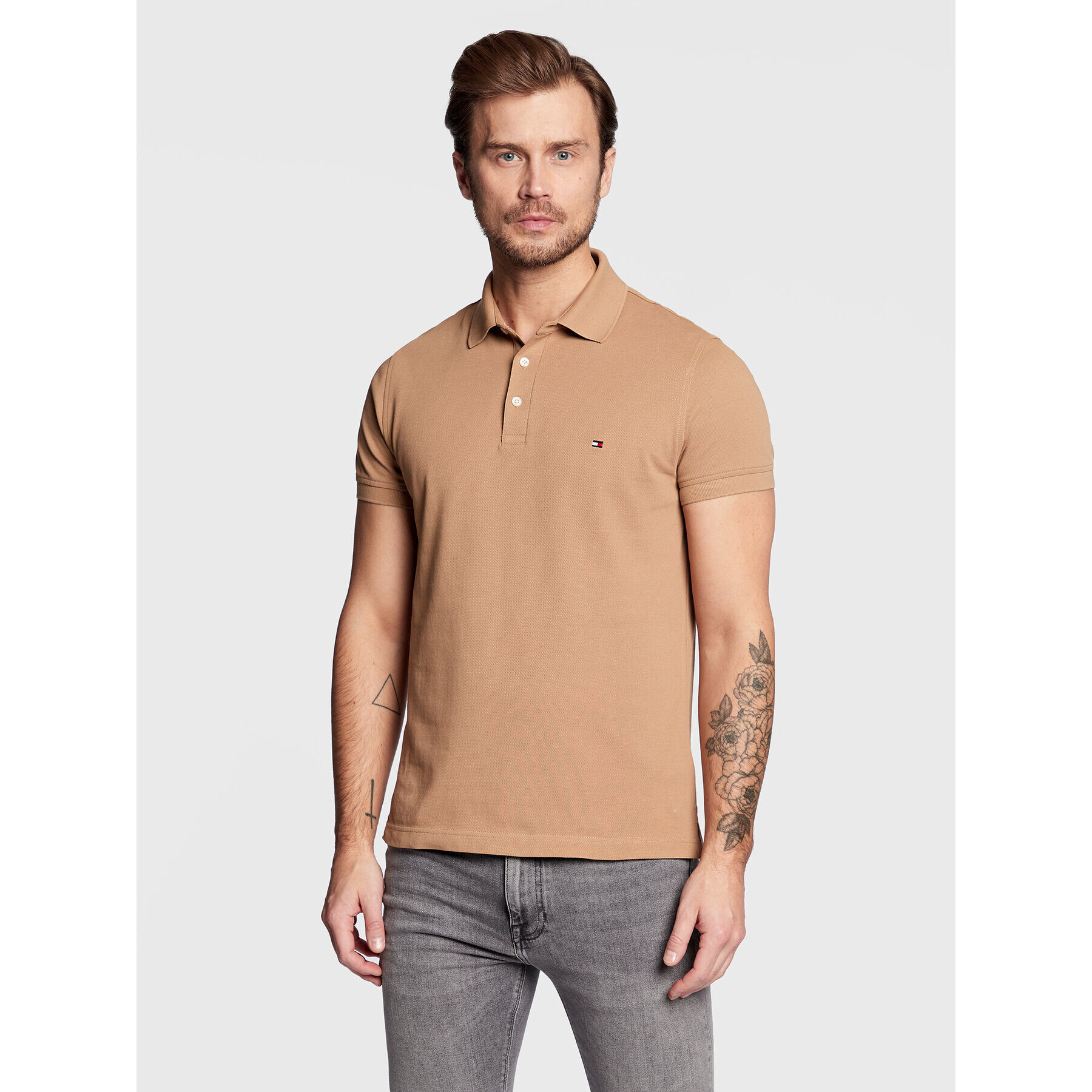 Tommy Hilfiger Polokošeľa 1985 MW0MW17771 Béžová Slim Fit - Pepit.sk