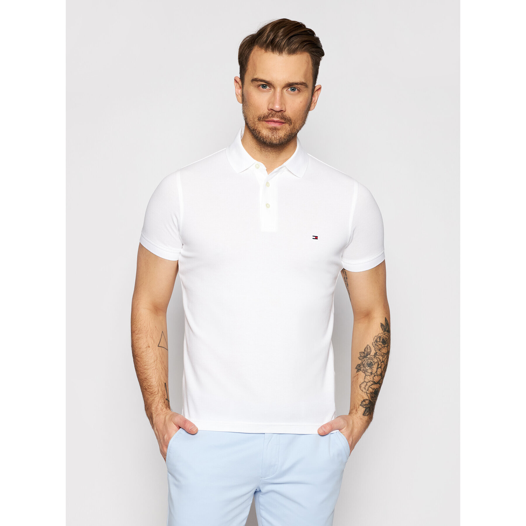 Tommy Hilfiger Polokošeľa 1985 MW0MW17771 Biela Slim Fit - Pepit.sk