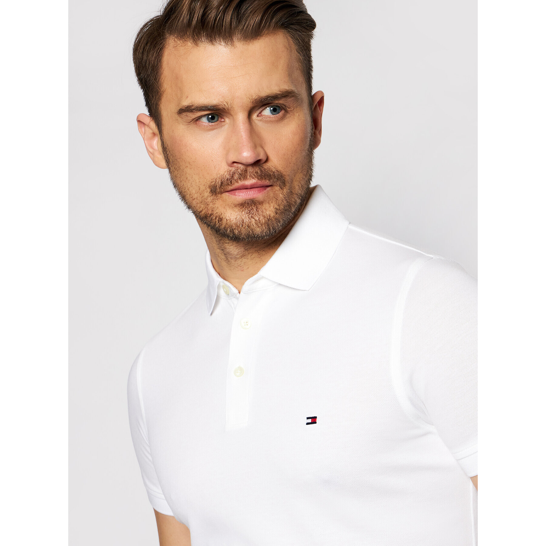 Tommy Hilfiger Polokošeľa 1985 MW0MW17771 Biela Slim Fit - Pepit.sk