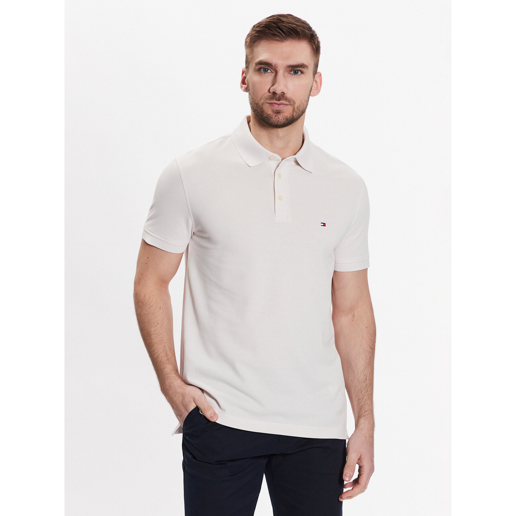 Tommy Hilfiger Polokošeľa 1985 MW0MW17771 Biela Slim Fit - Pepit.sk