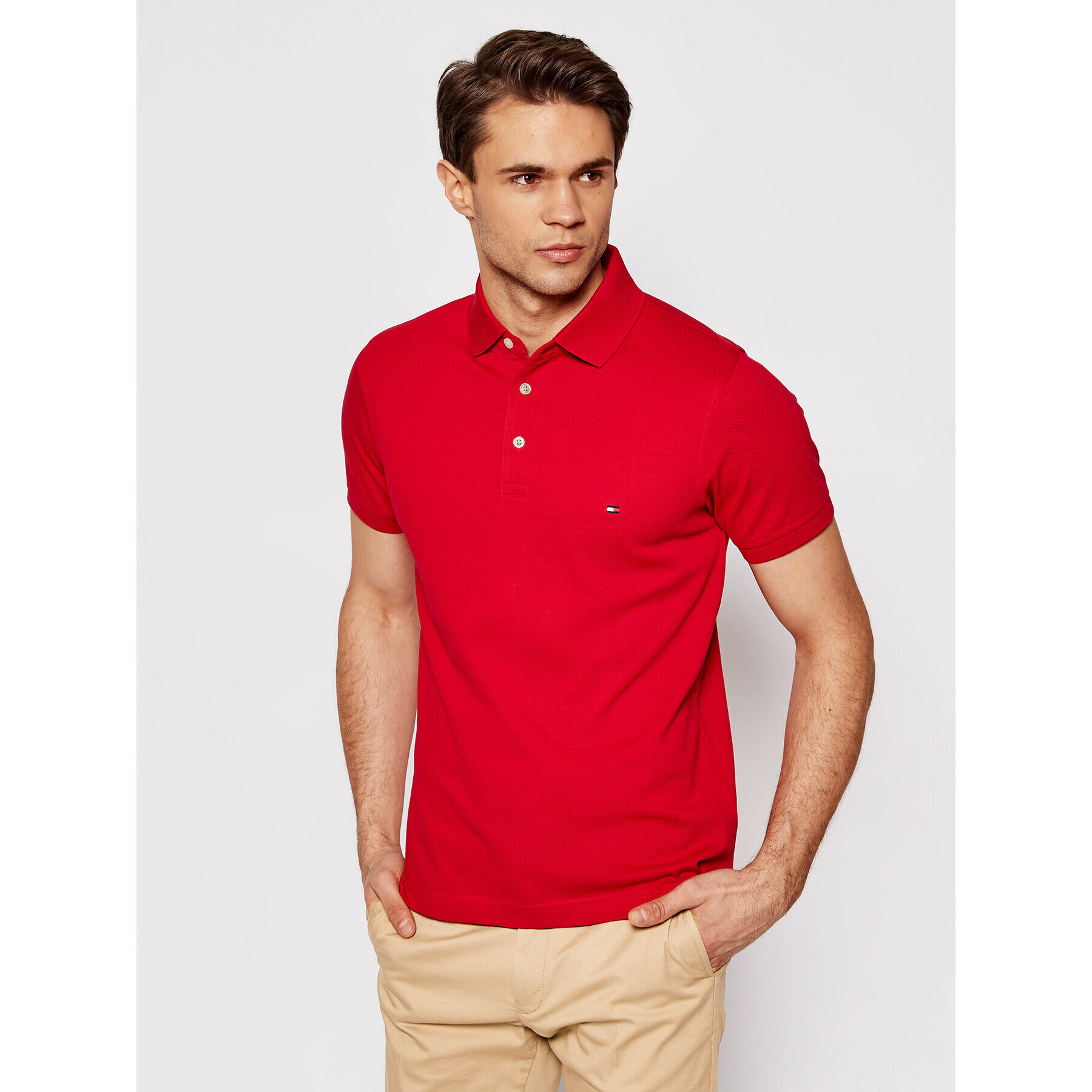 Tommy Hilfiger Polokošeľa 1985 MW0MW17771 Červená Slim Fit - Pepit.sk