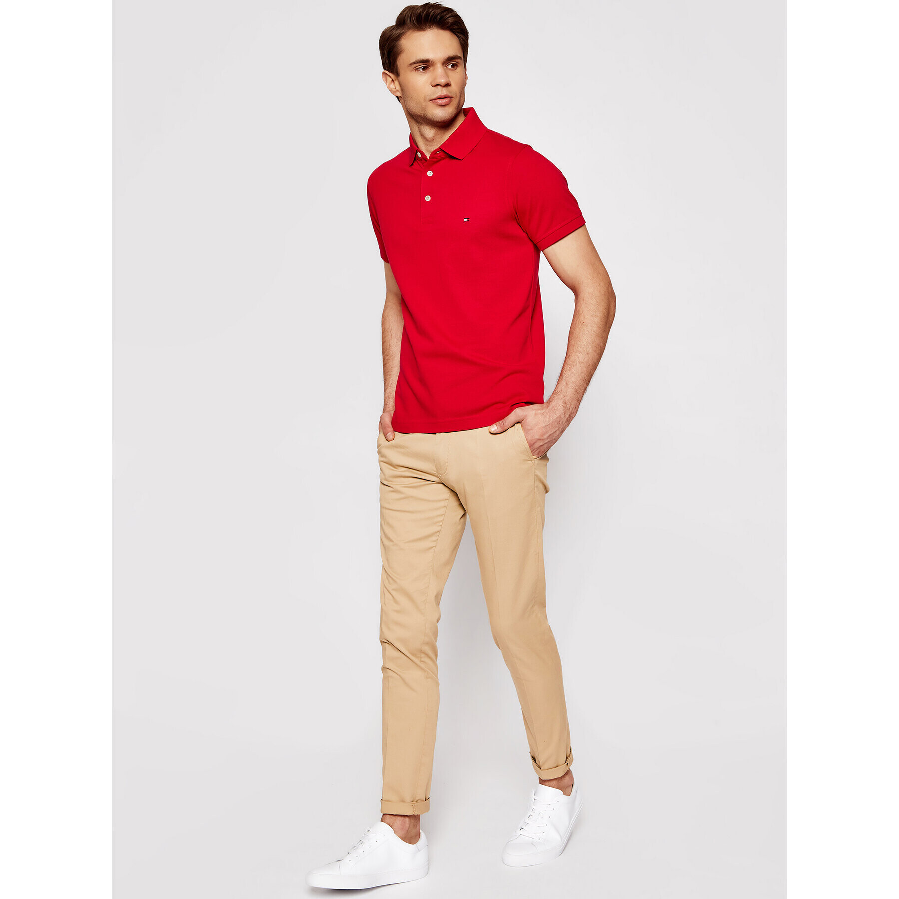 Tommy Hilfiger Polokošeľa 1985 MW0MW17771 Červená Slim Fit - Pepit.sk