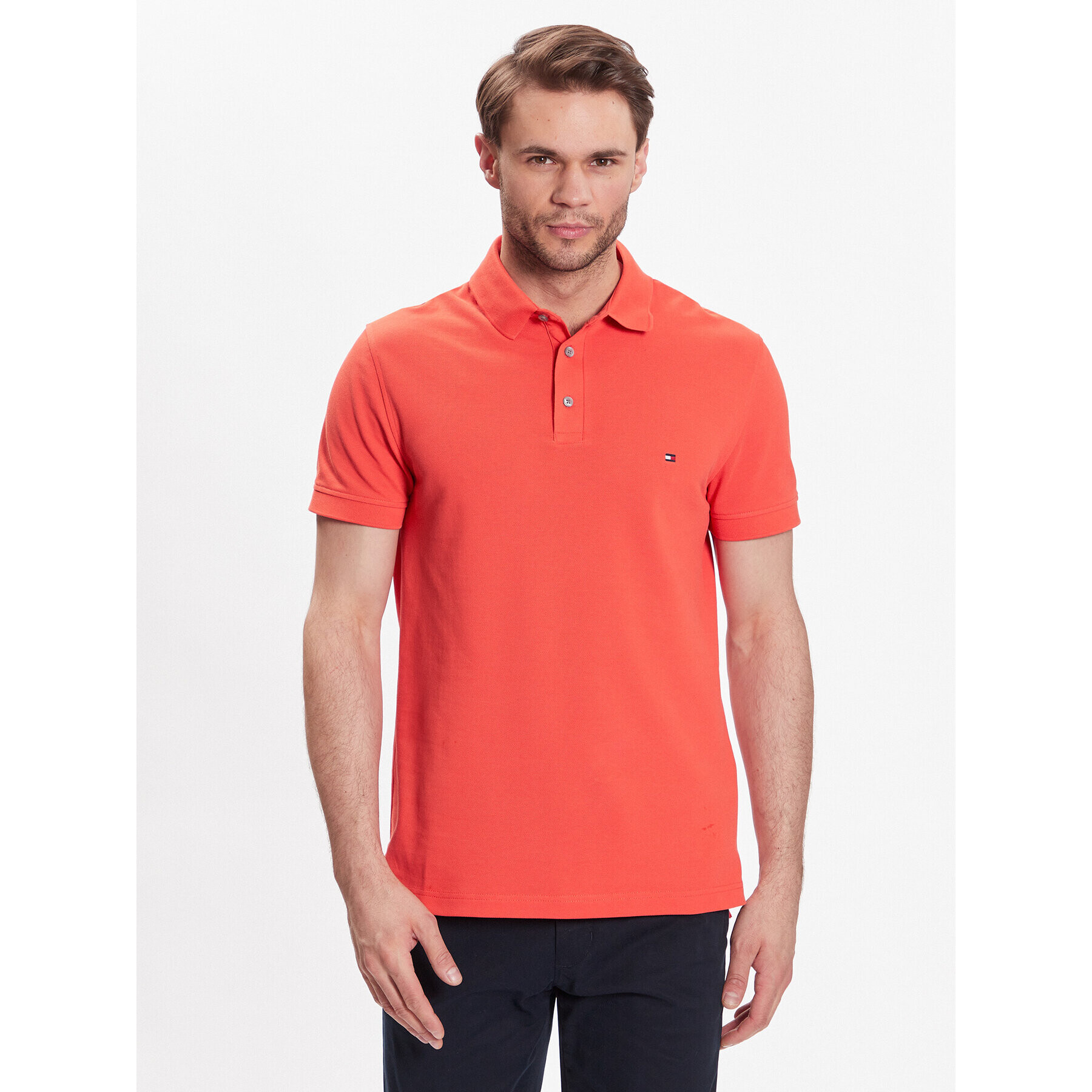 Tommy Hilfiger Polokošeľa 1985 MW0MW17771 Oranžová Slim Fit - Pepit.sk