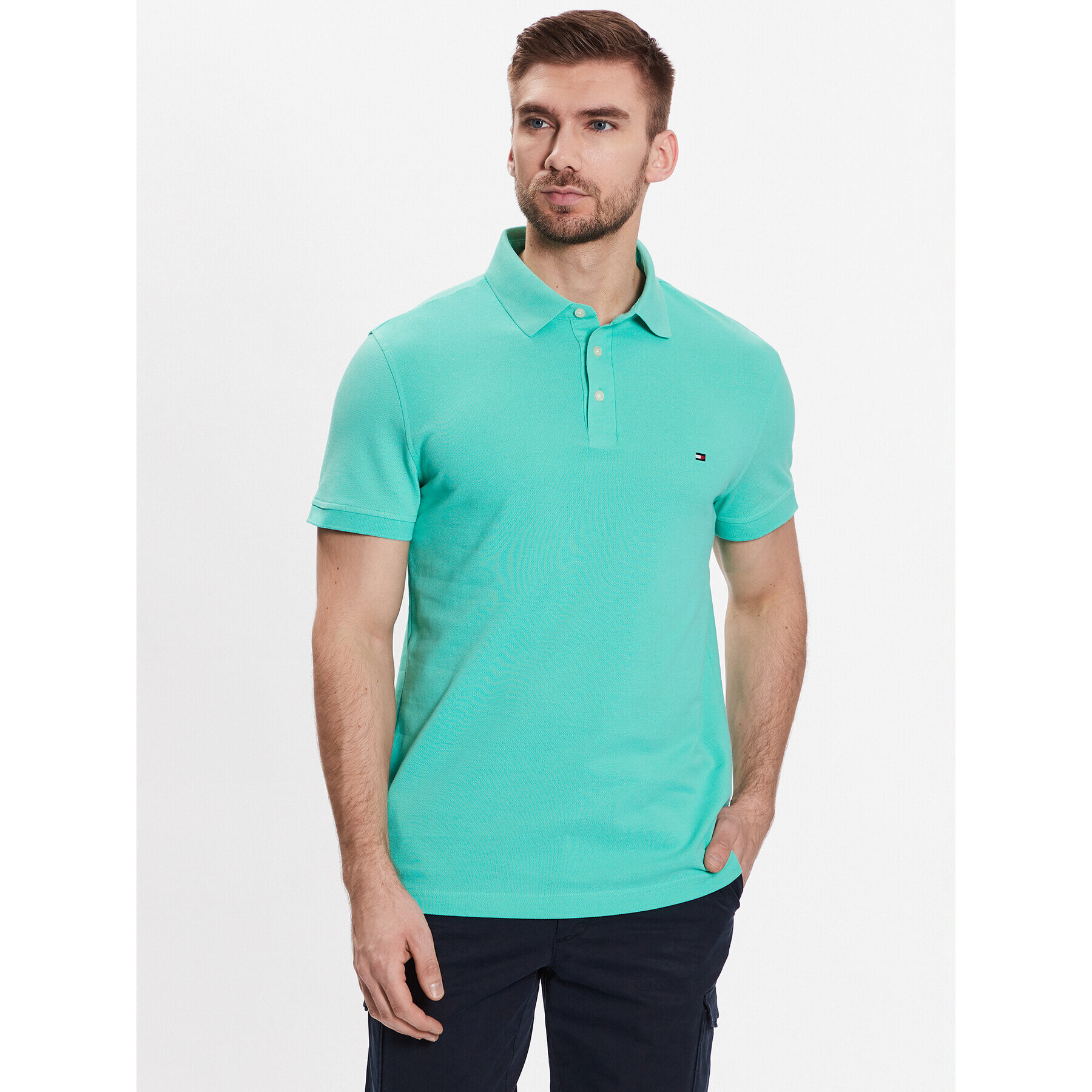 Tommy Hilfiger Polokošeľa 1985 MW0MW17771 Zelená Slim Fit - Pepit.sk