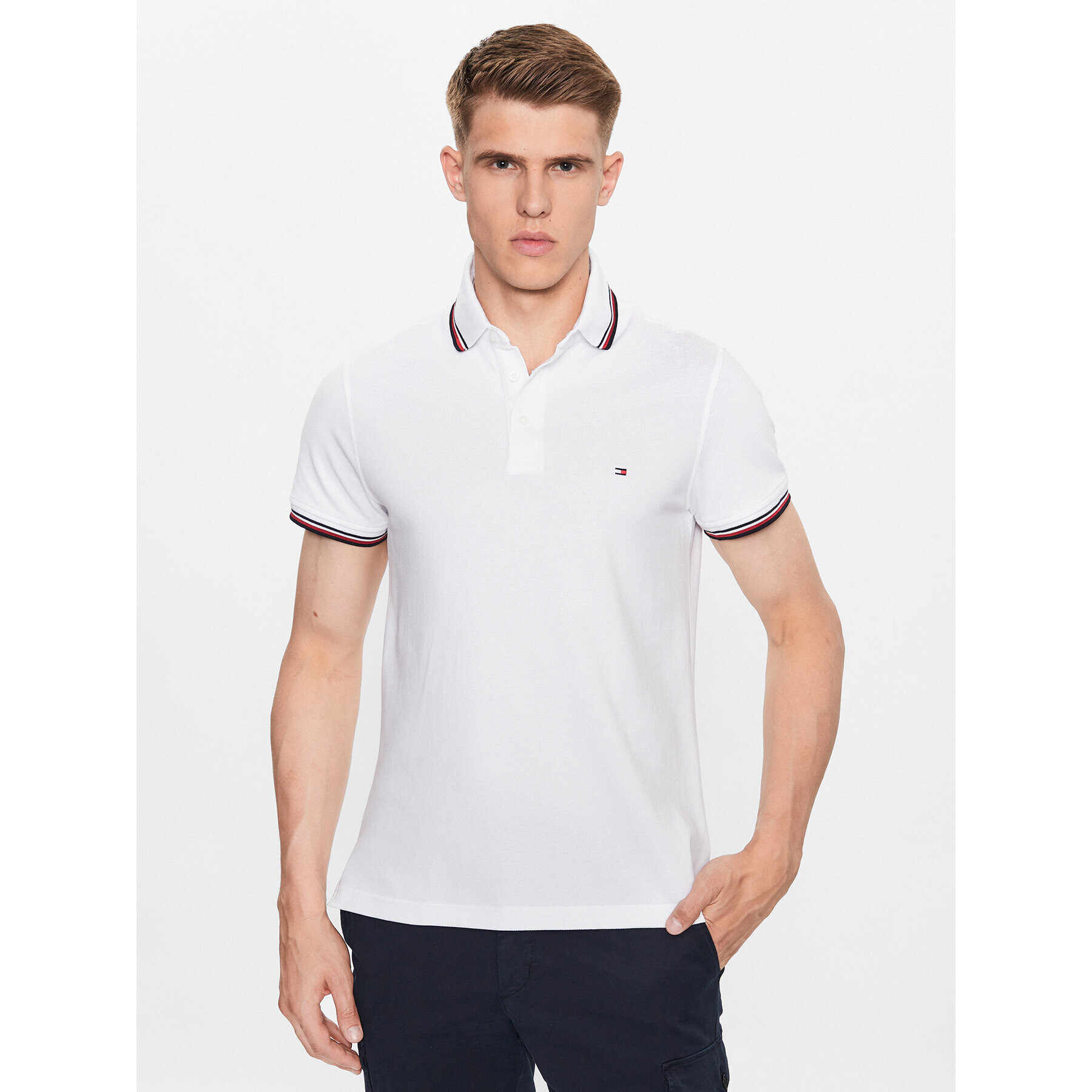 Tommy Hilfiger Polokošeľa 1985 MW0MW30750 Biela Slim Fit - Pepit.sk