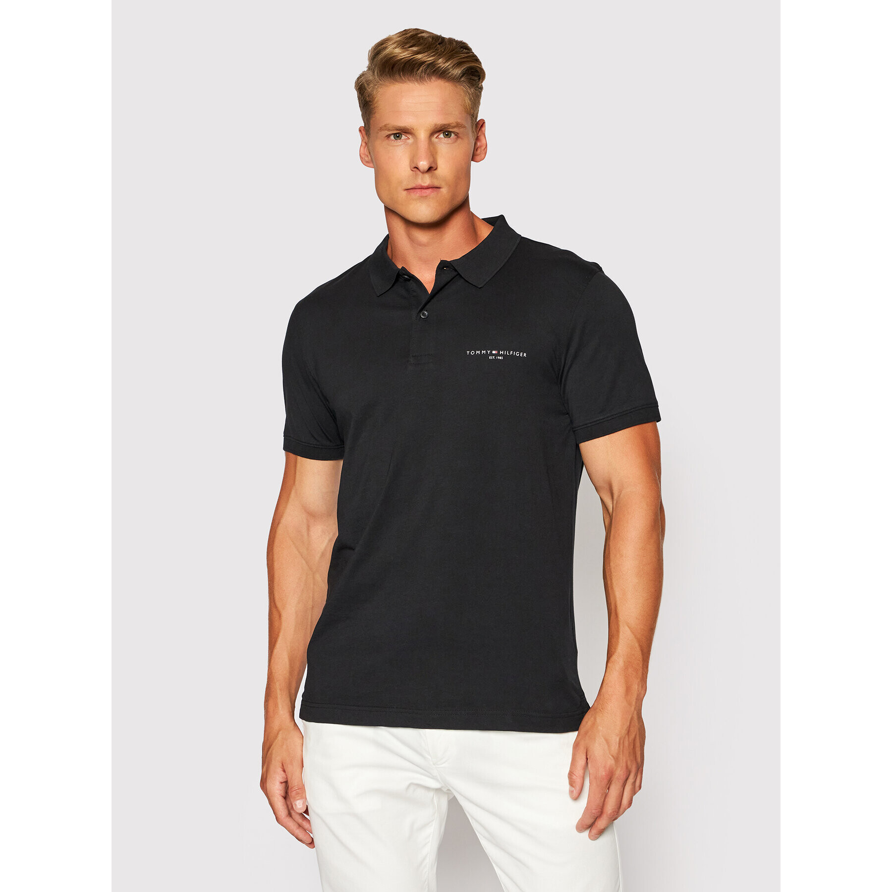 Tommy Hilfiger Polokošeľa Clean Jersey MW0MW18282 Čierna Slim Fit - Pepit.sk