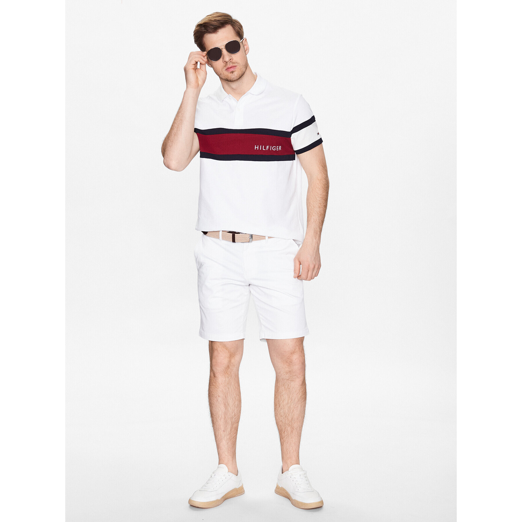 Tommy Hilfiger Polokošeľa Colourblock Placement MW0MW30755 Biela Regular Fit - Pepit.sk