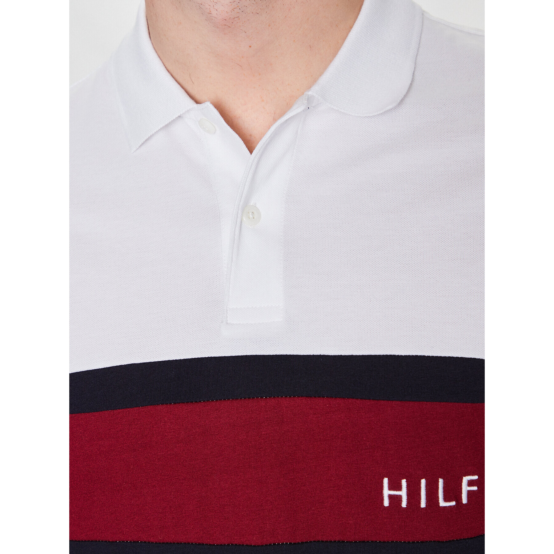 Tommy Hilfiger Polokošeľa Colourblock Placement MW0MW30755 Biela Regular Fit - Pepit.sk