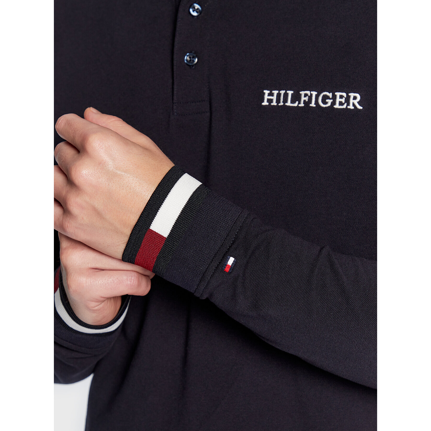 Tommy Hilfiger Polokošeľa Flag Cuff Chest Logo MW0MW29527 Tmavomodrá Regular Fit - Pepit.sk