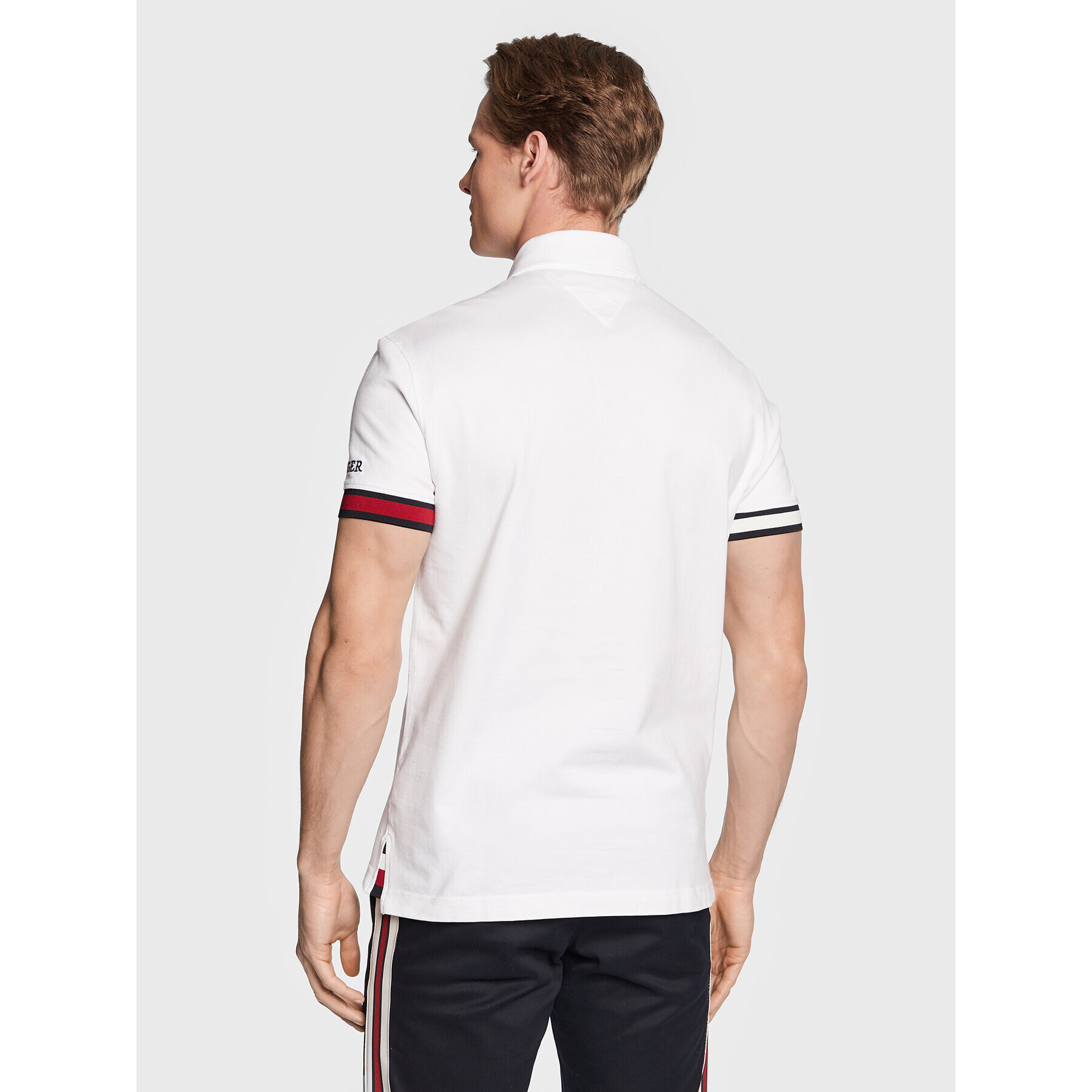 Tommy Hilfiger Polokošeľa Flag Cuff MW0MW29528 Biela Slim Fit - Pepit.sk