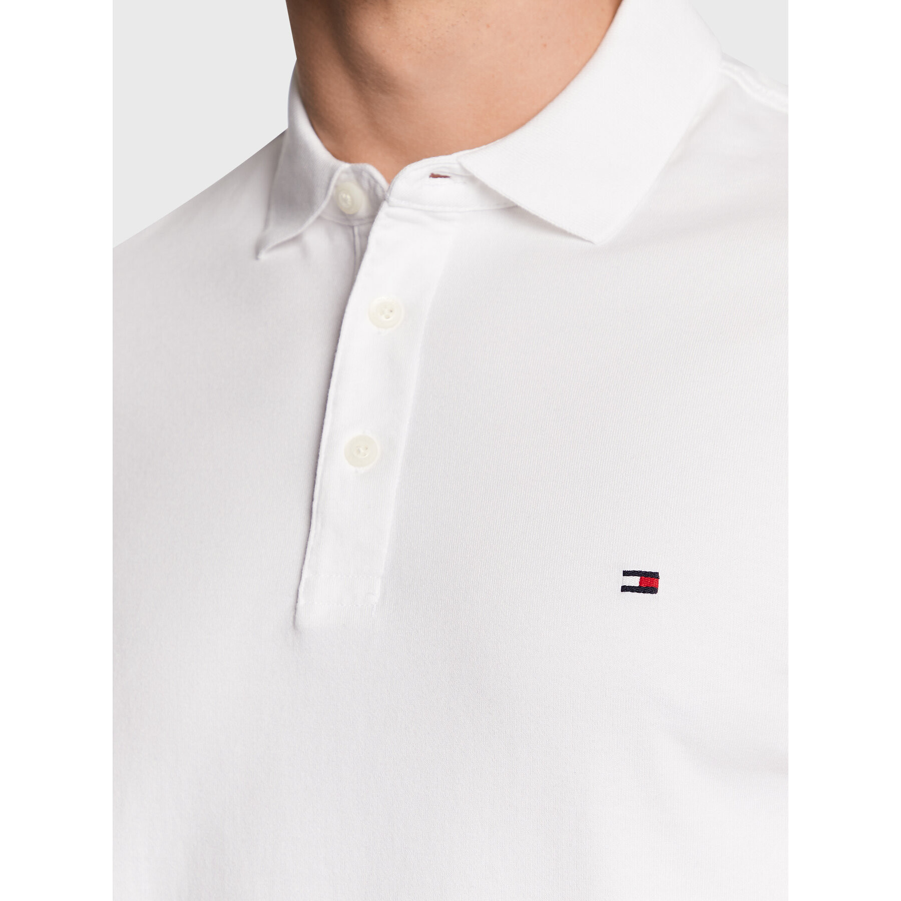 Tommy Hilfiger Polokošeľa Flag Cuff MW0MW29528 Biela Slim Fit - Pepit.sk