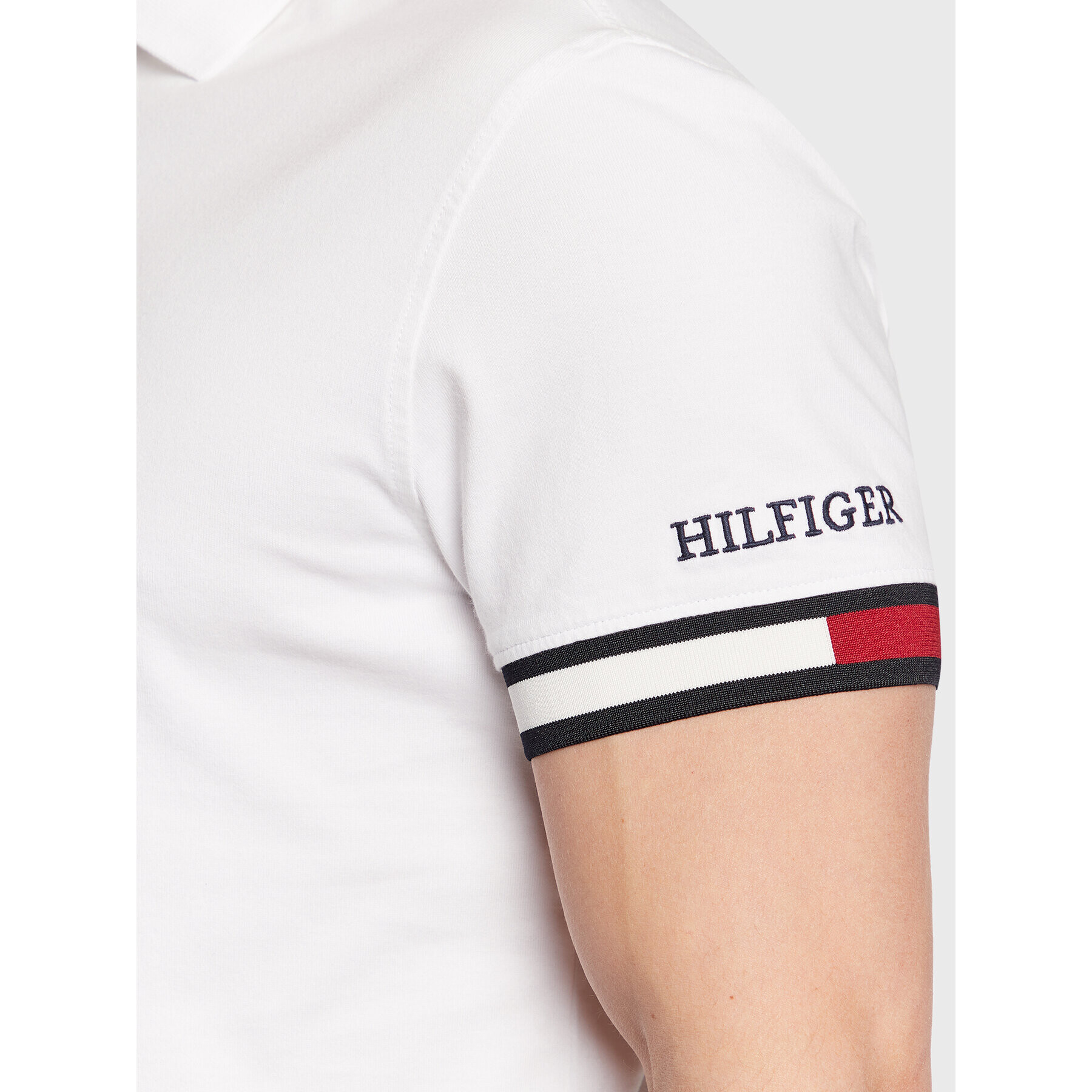 Tommy Hilfiger Polokošeľa Flag Cuff MW0MW29528 Biela Slim Fit - Pepit.sk