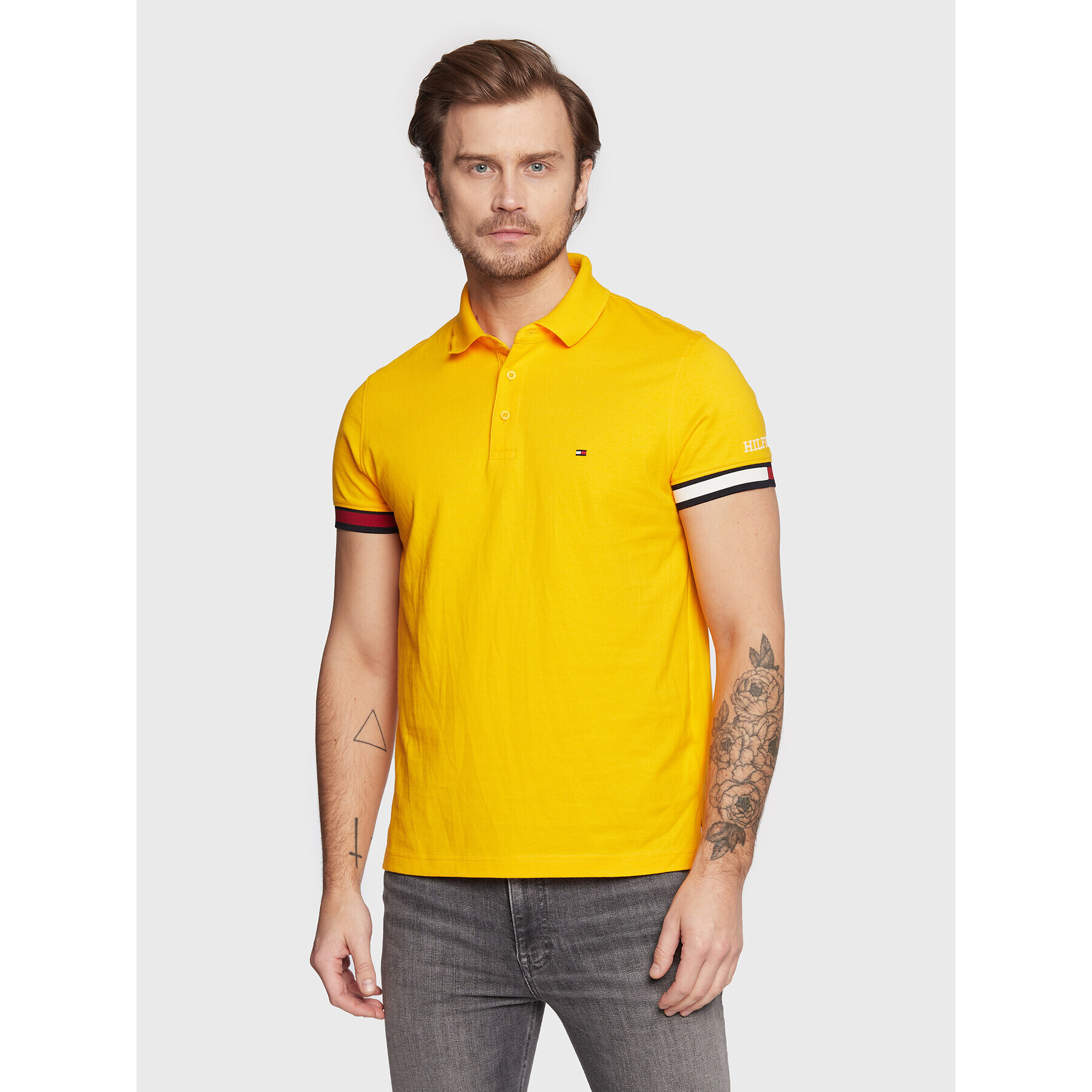 Tommy Hilfiger Polokošeľa Flag MW0MW29528 Žltá Slim Fit - Pepit.sk