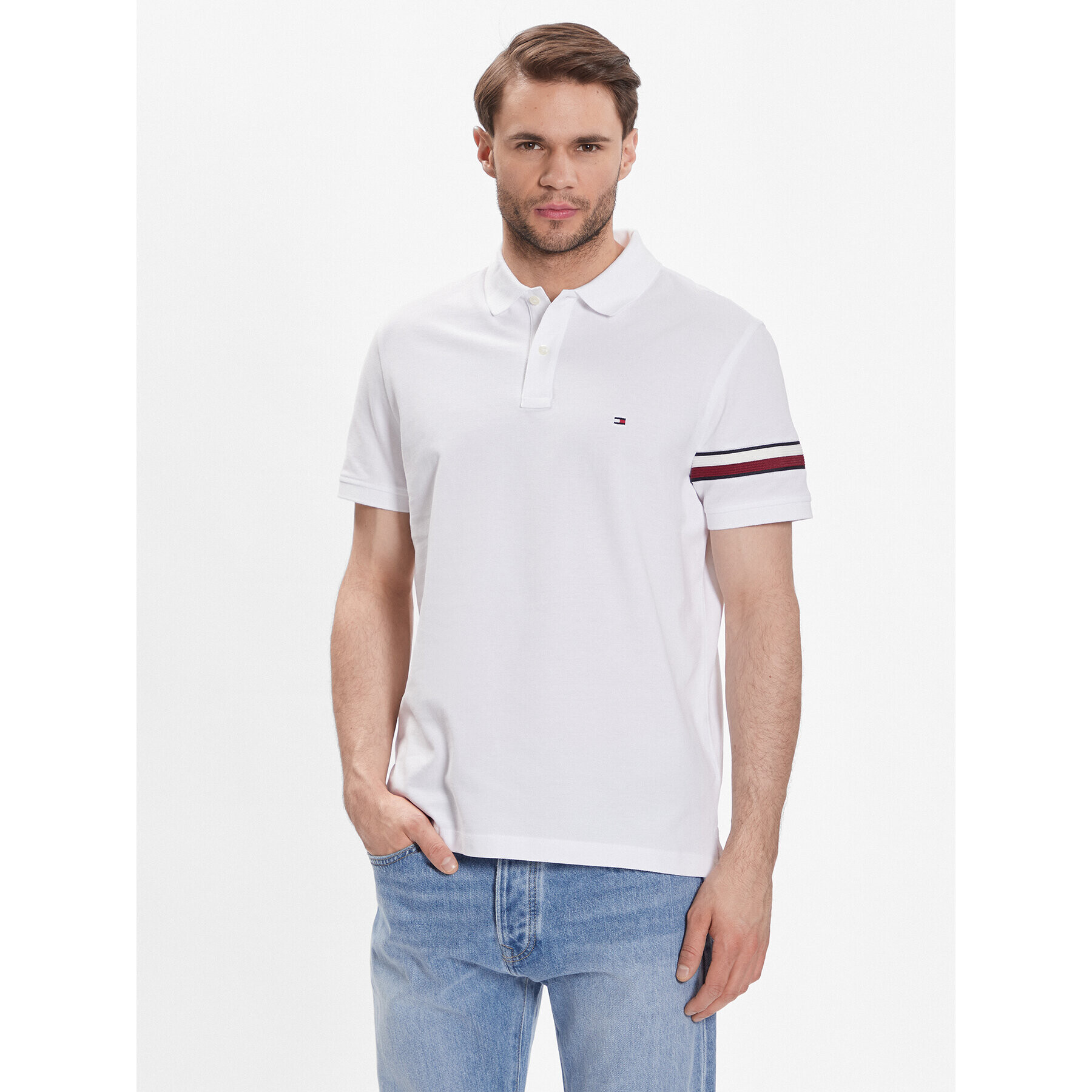 Tommy Hilfiger Polokošeľa Global Stp Placement MW0MW30767 Biela Regular Fit - Pepit.sk