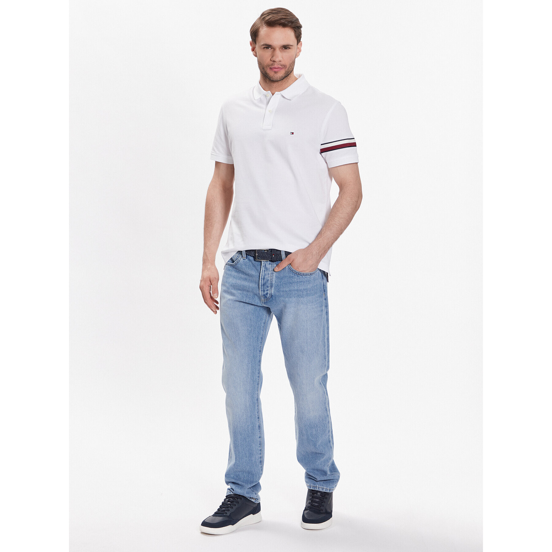 Tommy Hilfiger Polokošeľa Global Stp Placement MW0MW30767 Biela Regular Fit - Pepit.sk