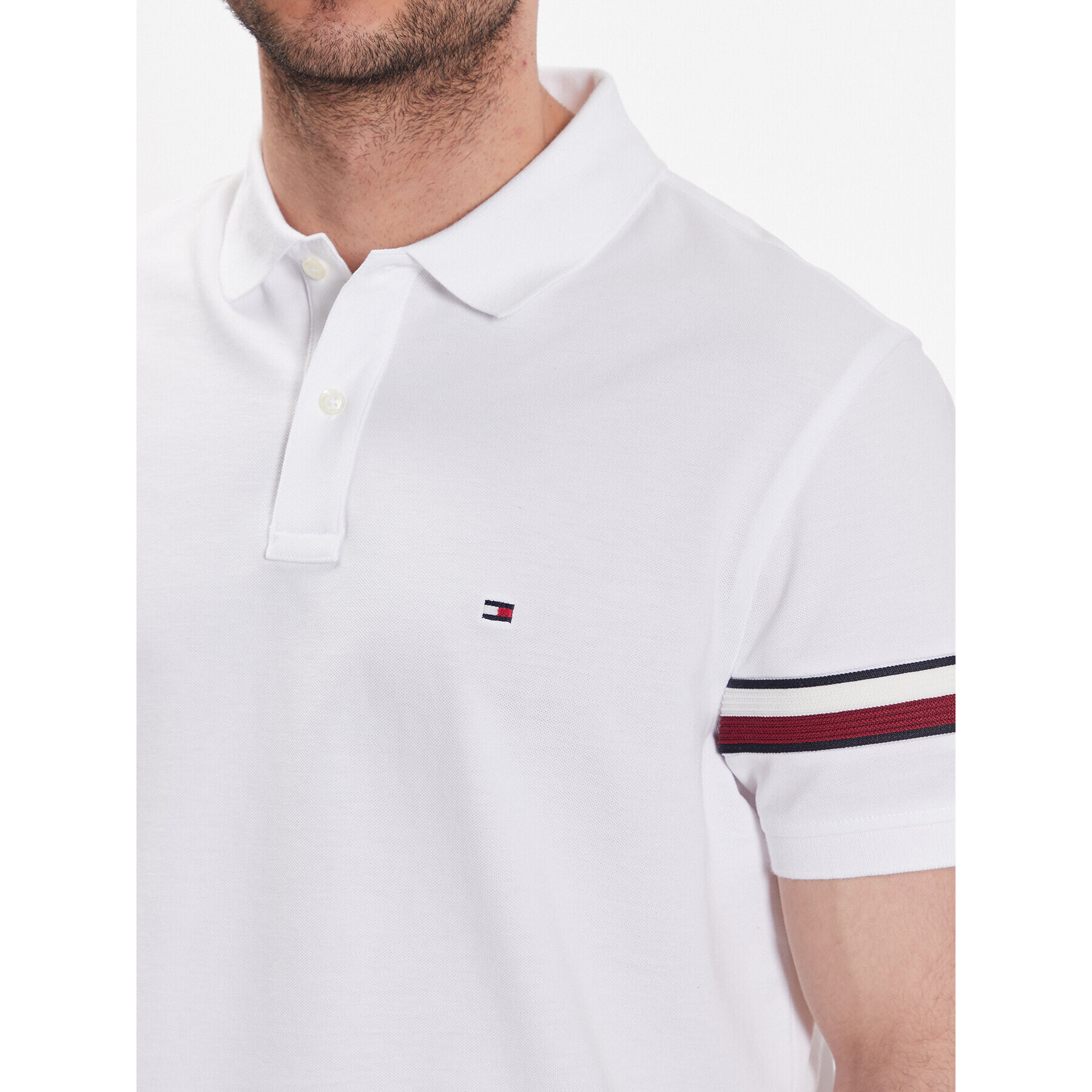 Tommy Hilfiger Polokošeľa Global Stp Placement MW0MW30767 Biela Regular Fit - Pepit.sk