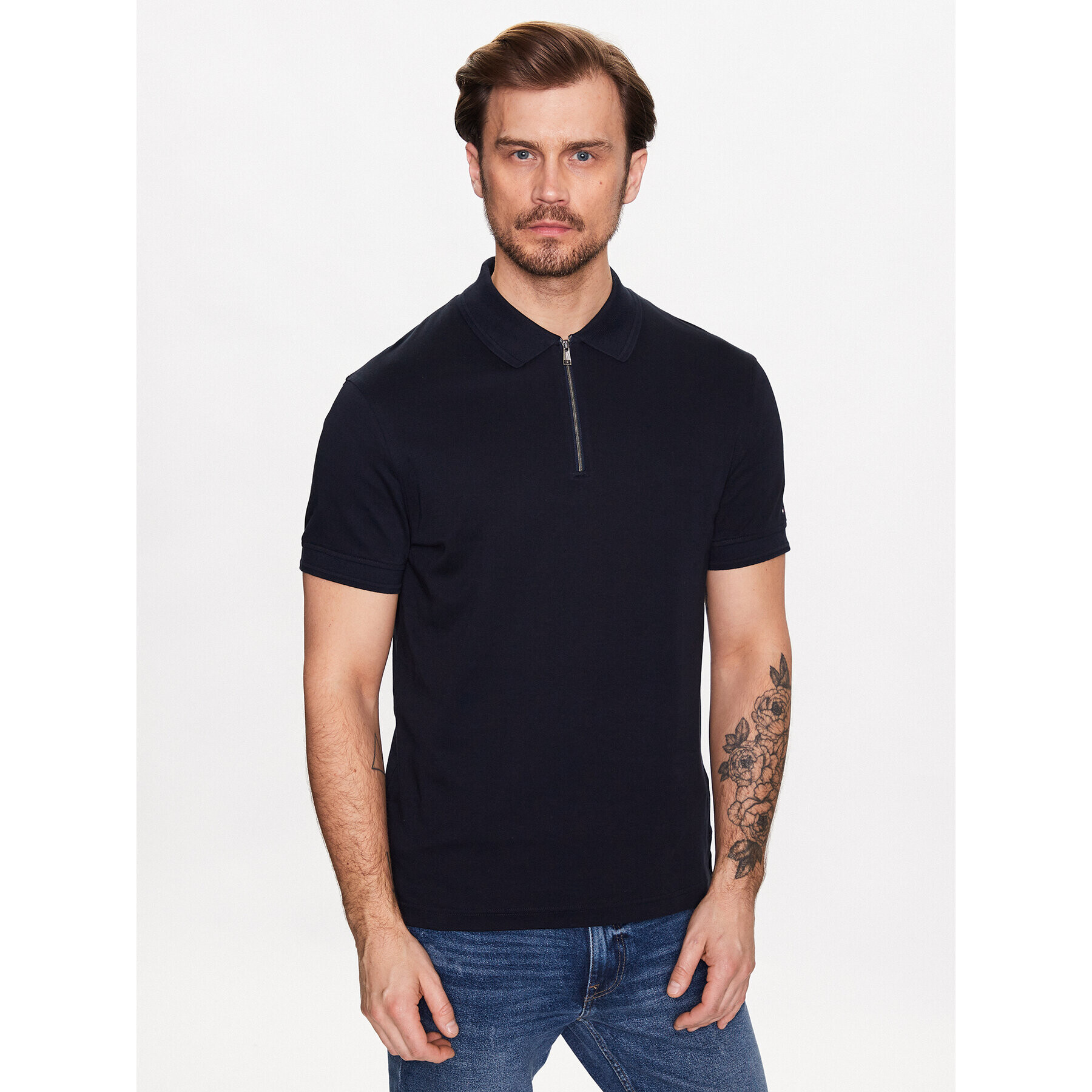 Tommy Hilfiger Polokošeľa Interlock MW0MW30762 Tmavomodrá Slim Fit - Pepit.sk