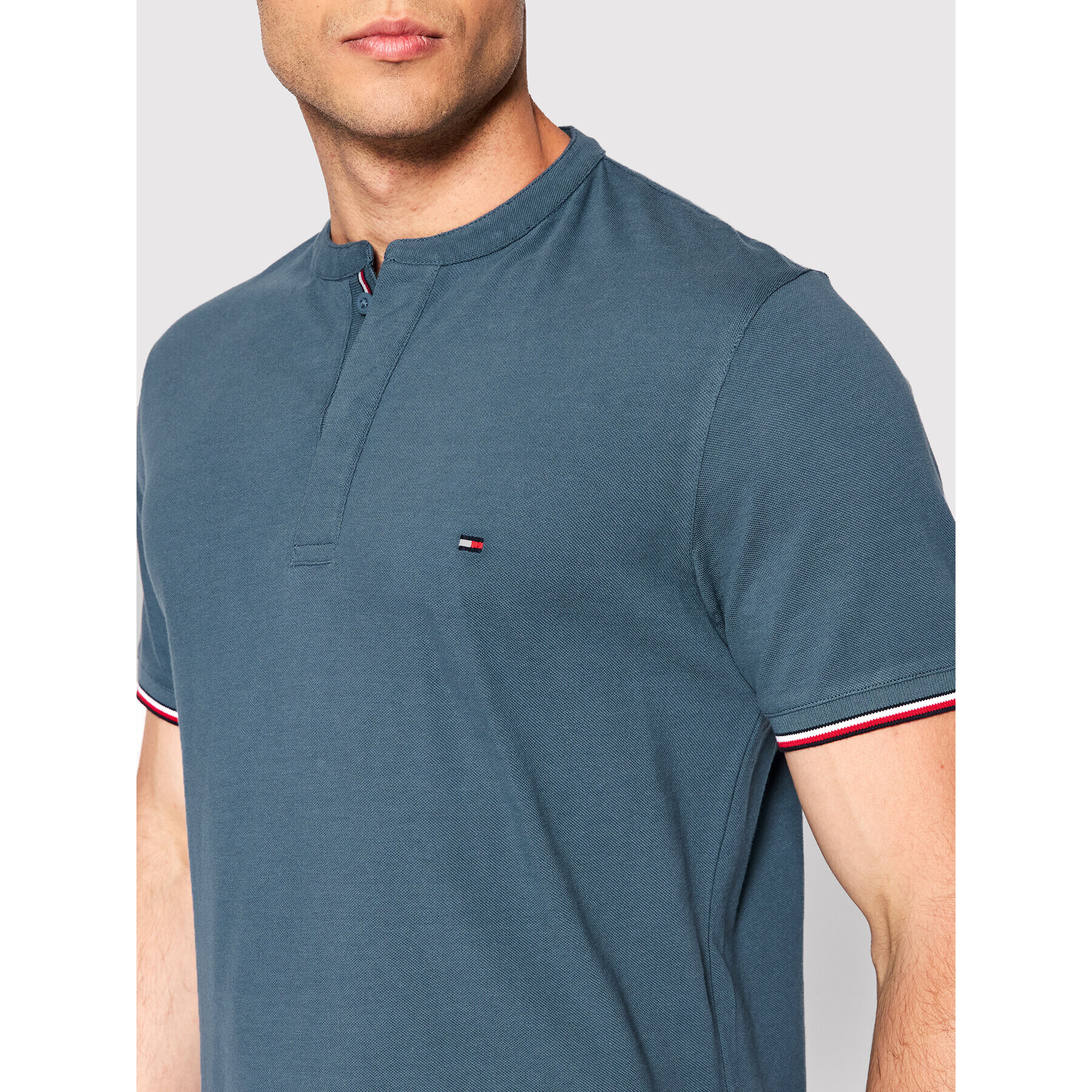 Tommy Hilfiger Polokošeľa Mao Collar MW0MW24598 Modrá Slim Fit - Pepit.sk