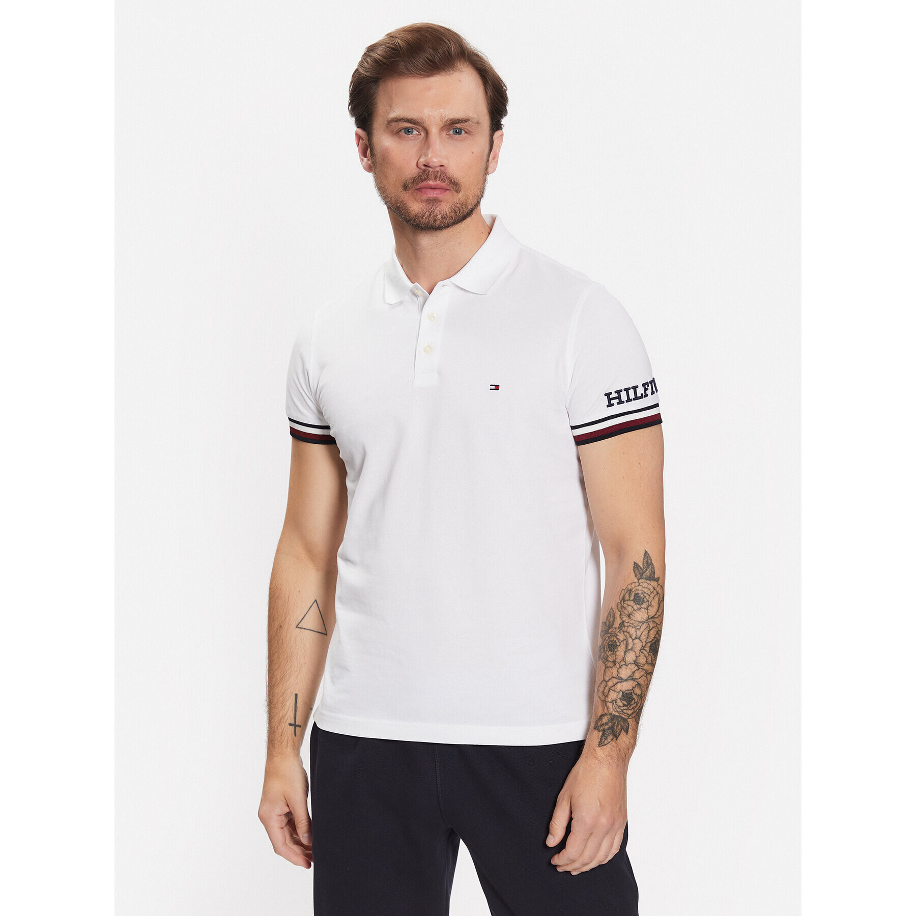 Tommy Hilfiger Polokošeľa Monotype MW0MW31549 Biela Slim Fit - Pepit.sk