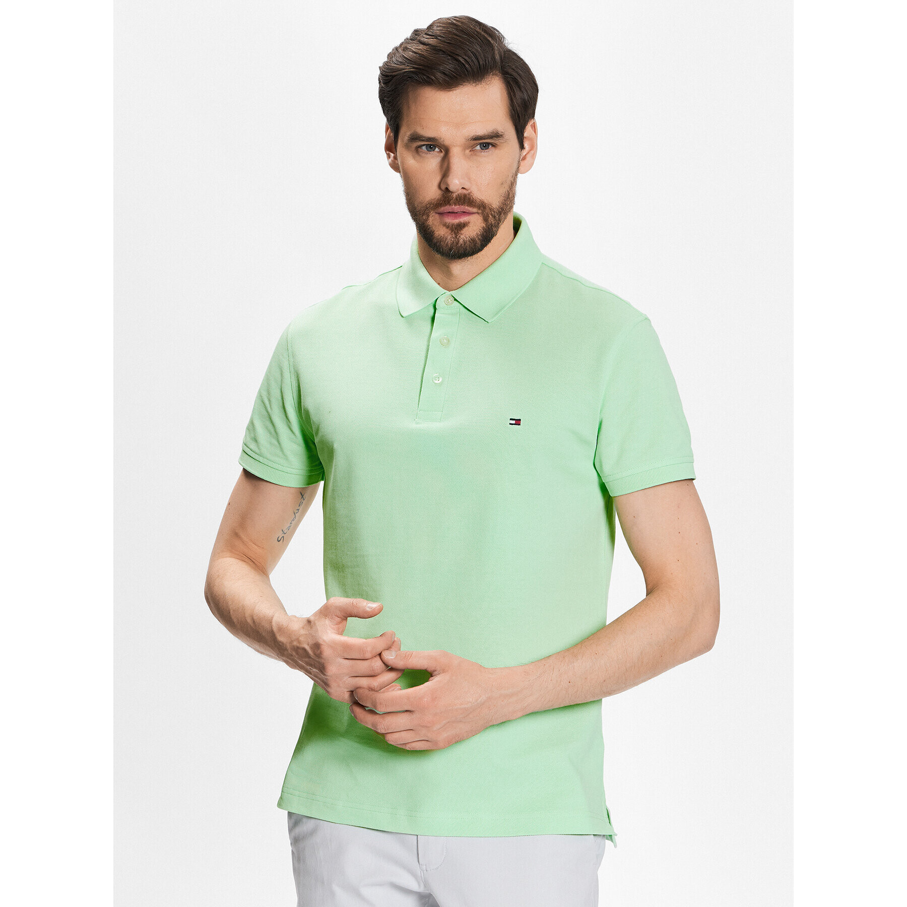 Tommy Hilfiger Polokošeľa MW0MW17771 Zelená Slim Fit - Pepit.sk