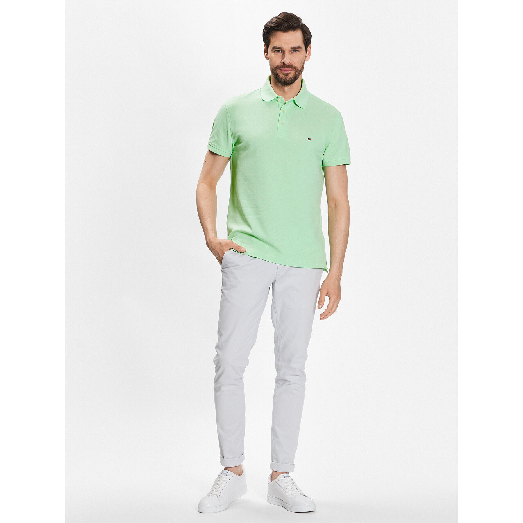 Tommy Hilfiger Polokošeľa MW0MW17771 Zelená Slim Fit - Pepit.sk