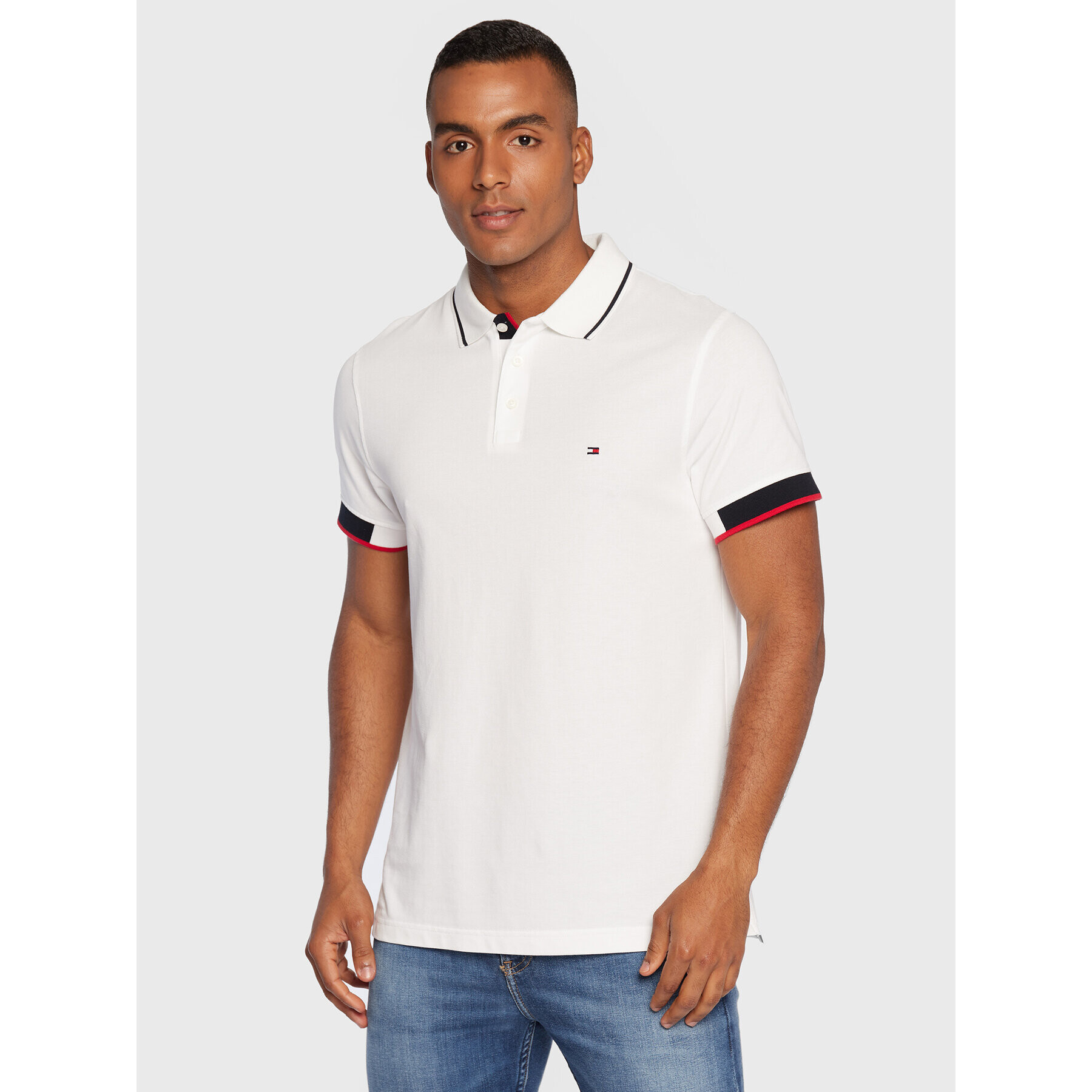 Tommy Hilfiger Polokošeľa MW0MW25734 Biela Slim Fit - Pepit.sk