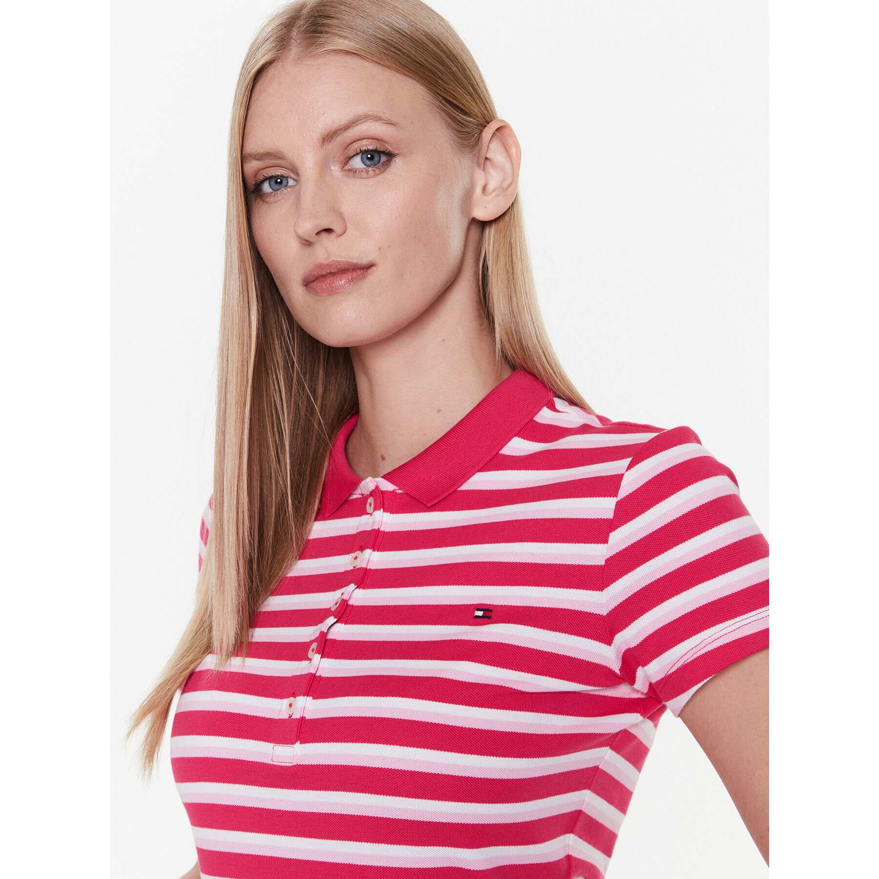 Tommy Hilfiger Polokošeľa Stripe WW0WW27151 Ružová Slim Fit - Pepit.sk