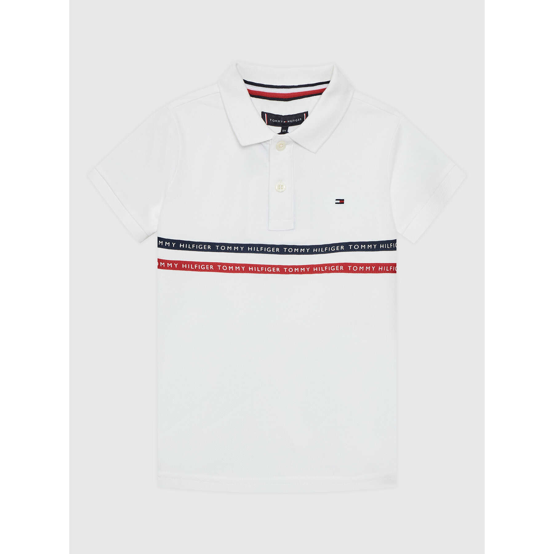 Tommy Hilfiger Polokošeľa Tape KB0KB07366 D Biela Regular Fit - Pepit.sk