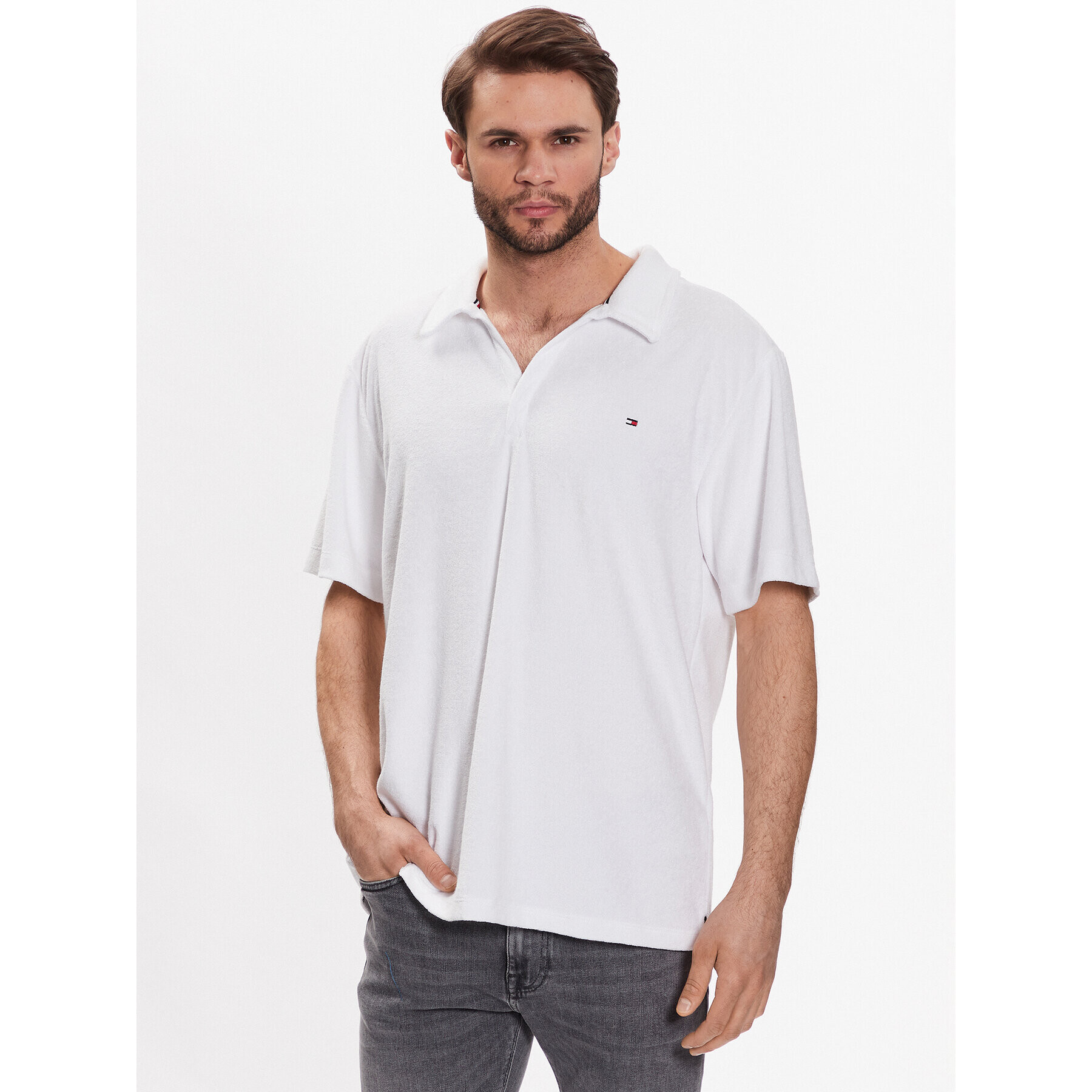 Tommy Hilfiger Polokošeľa Terry UM0UM02789 Biela Regular Fit - Pepit.sk