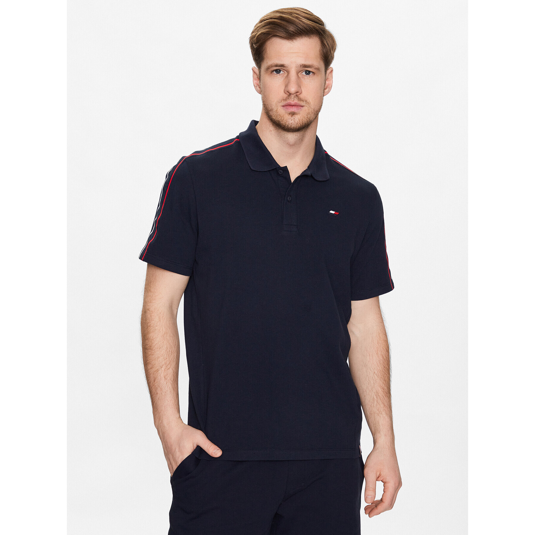 Tommy Hilfiger Polokošeľa Textured Tape MW0MW30713 Tmavomodrá Slim Fit - Pepit.sk