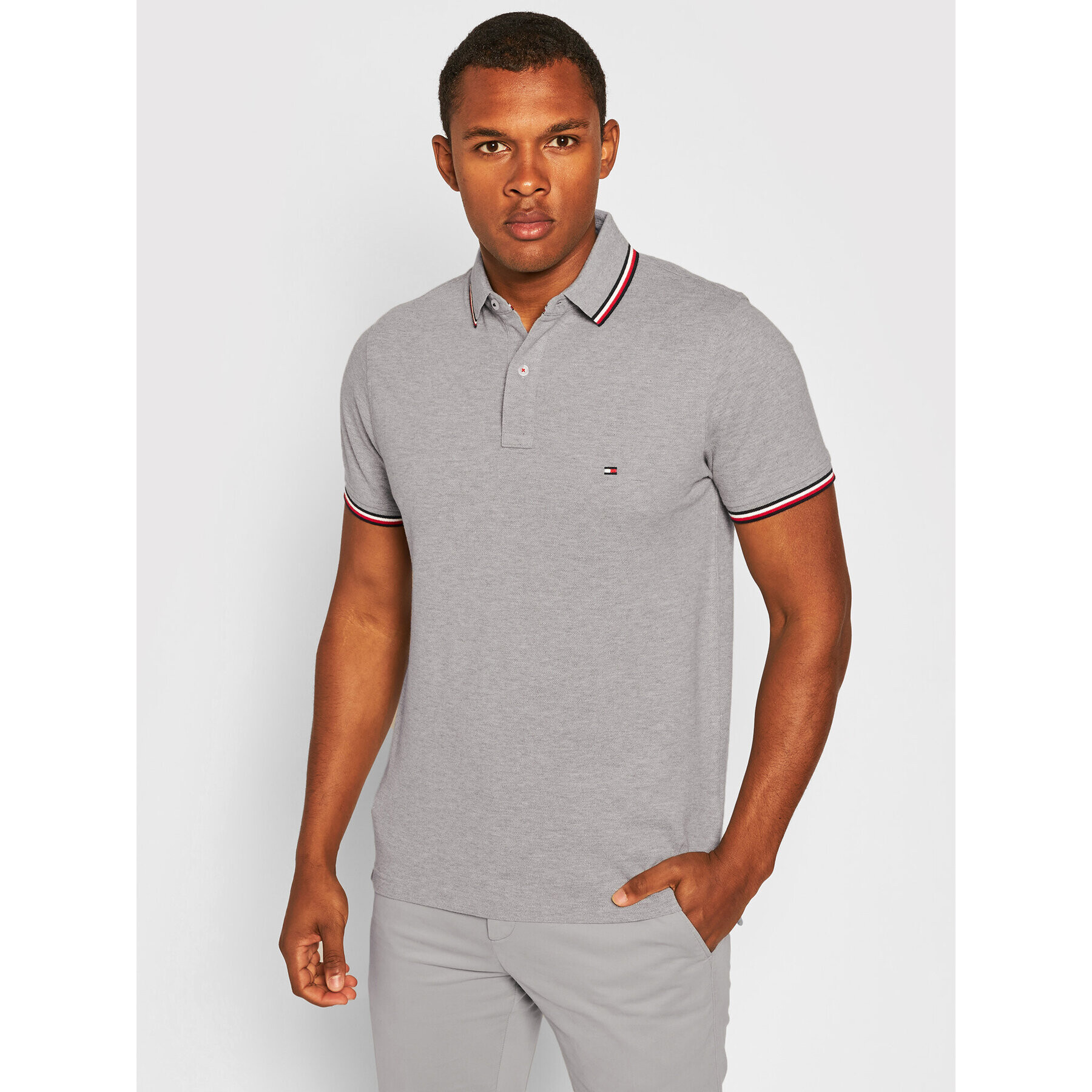 Tommy Hilfiger Polokošeľa Tipped MW0MW13080 Sivá Slim Fit - Pepit.sk