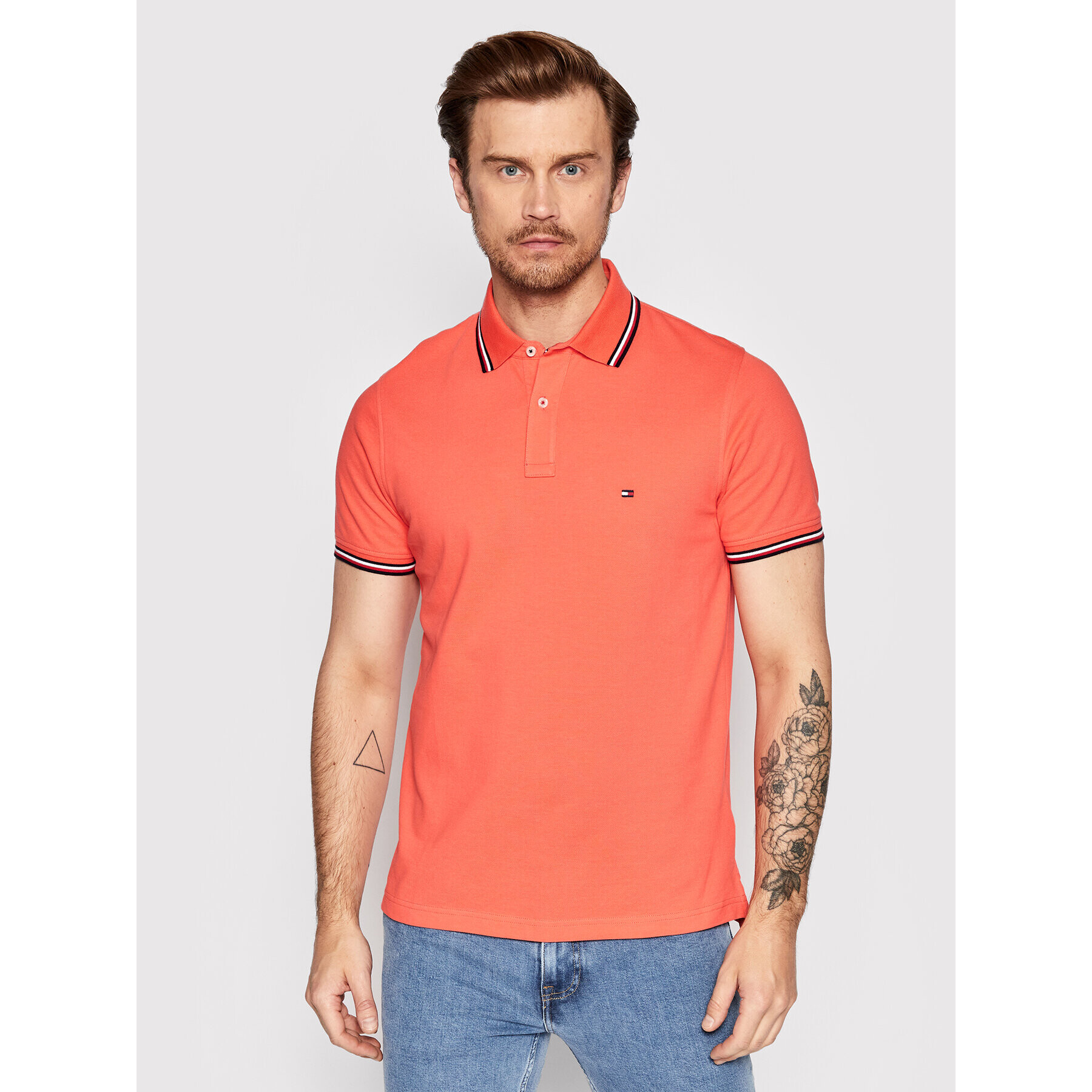 Tommy Hilfiger Polokošeľa Tipped MW0MW16054 Oranžová Slim Fit - Pepit.sk