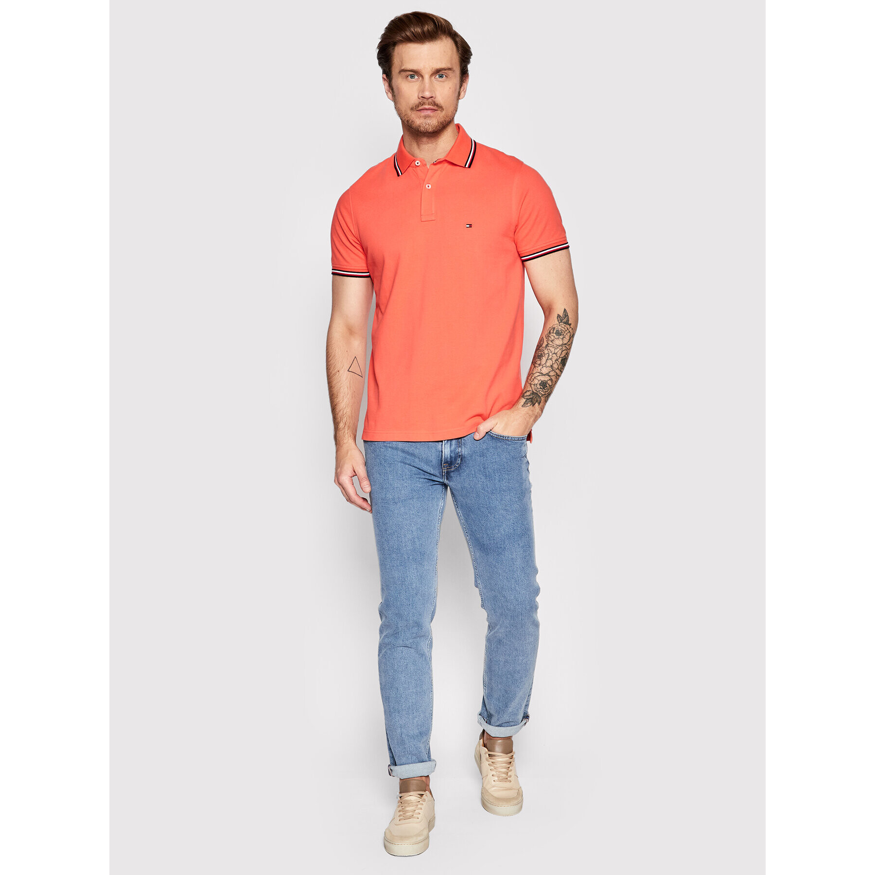 Tommy Hilfiger Polokošeľa Tipped MW0MW16054 Oranžová Slim Fit - Pepit.sk