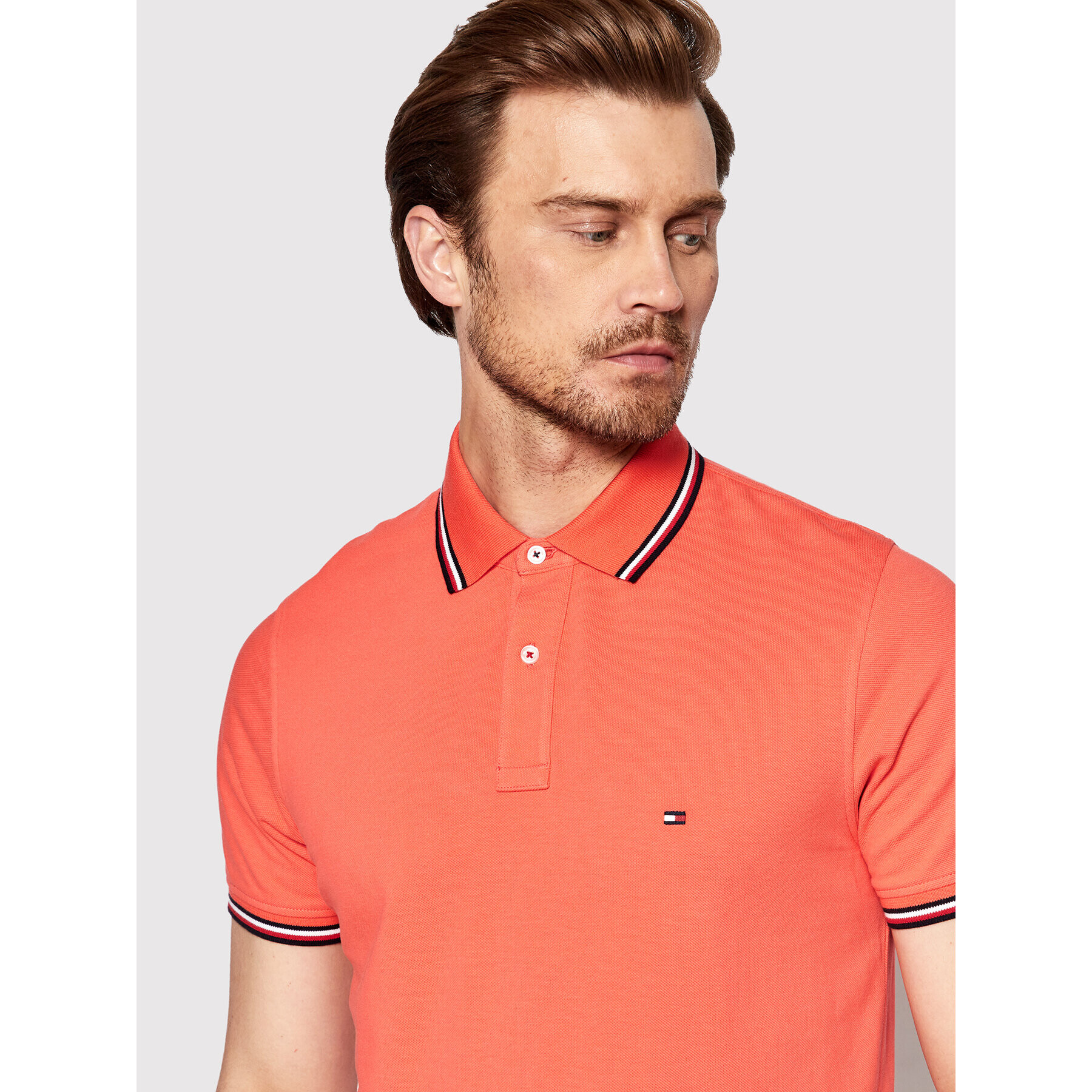 Tommy Hilfiger Polokošeľa Tipped MW0MW16054 Oranžová Slim Fit - Pepit.sk